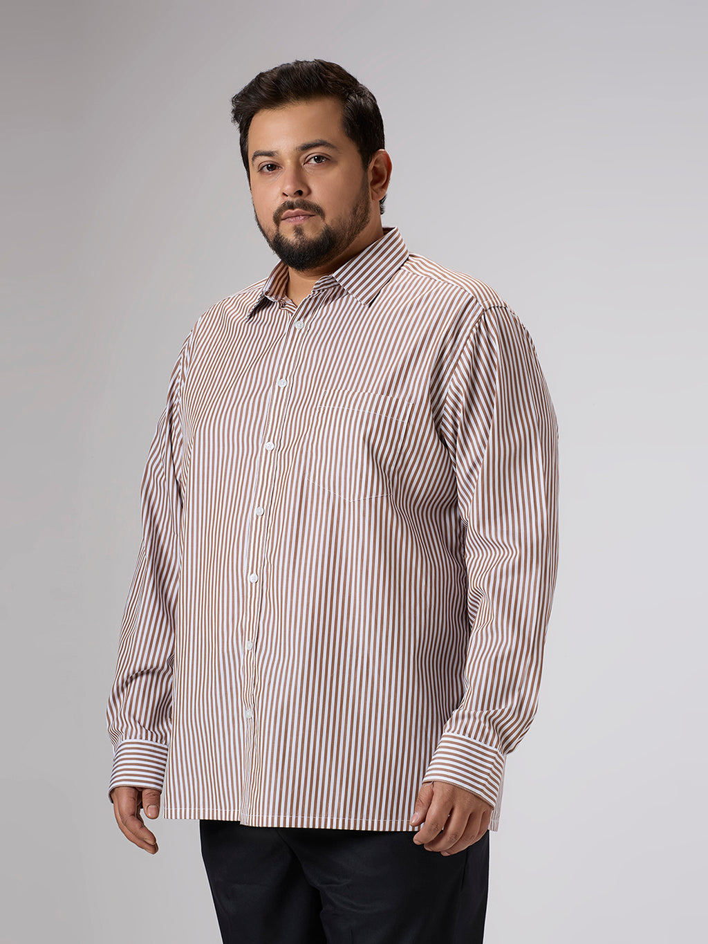 Plus Size Formal Shirt | 4XL - 10XL | 100% Cotton | Brown