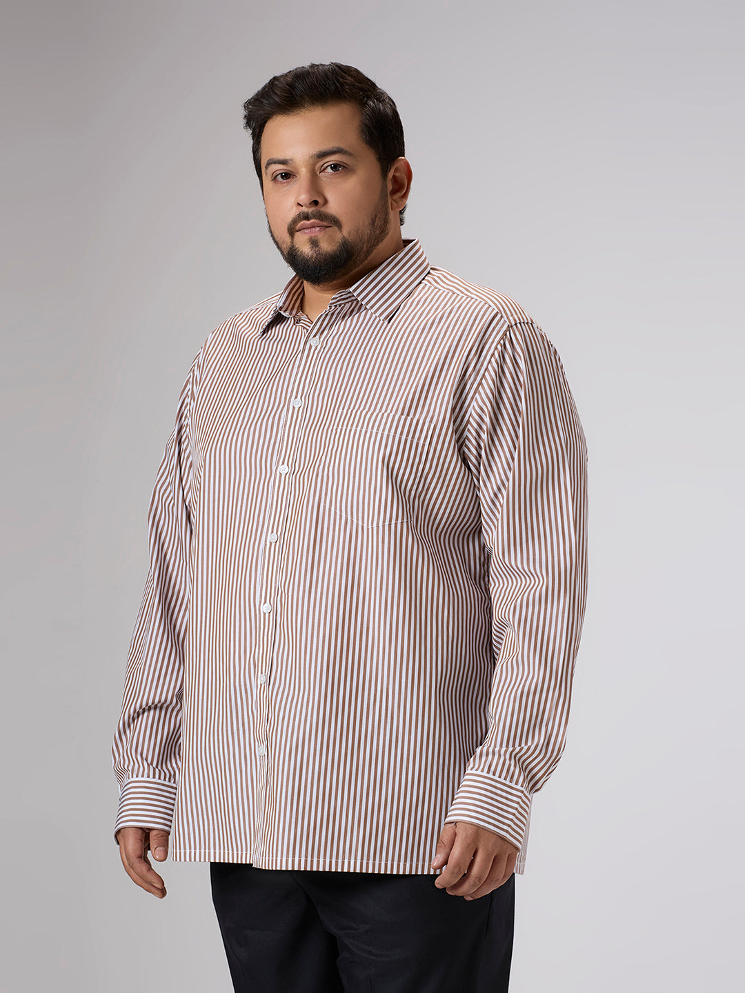 Plus Size Formal Shirt | 4XL - 10XL | 100% Cotton | Brown