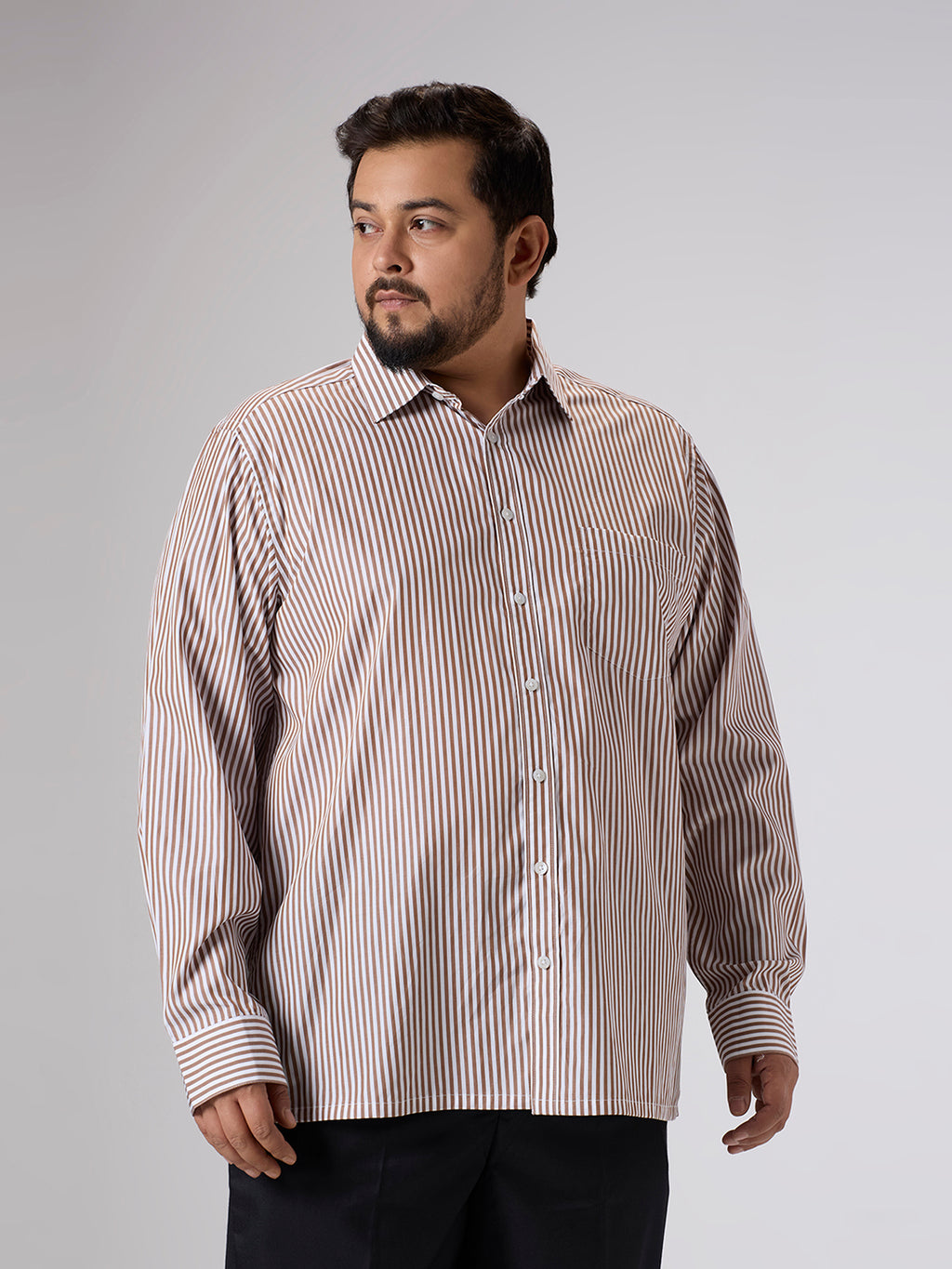 Plus Size Formal Shirt | 4XL - 10XL | 100% Cotton | Brown