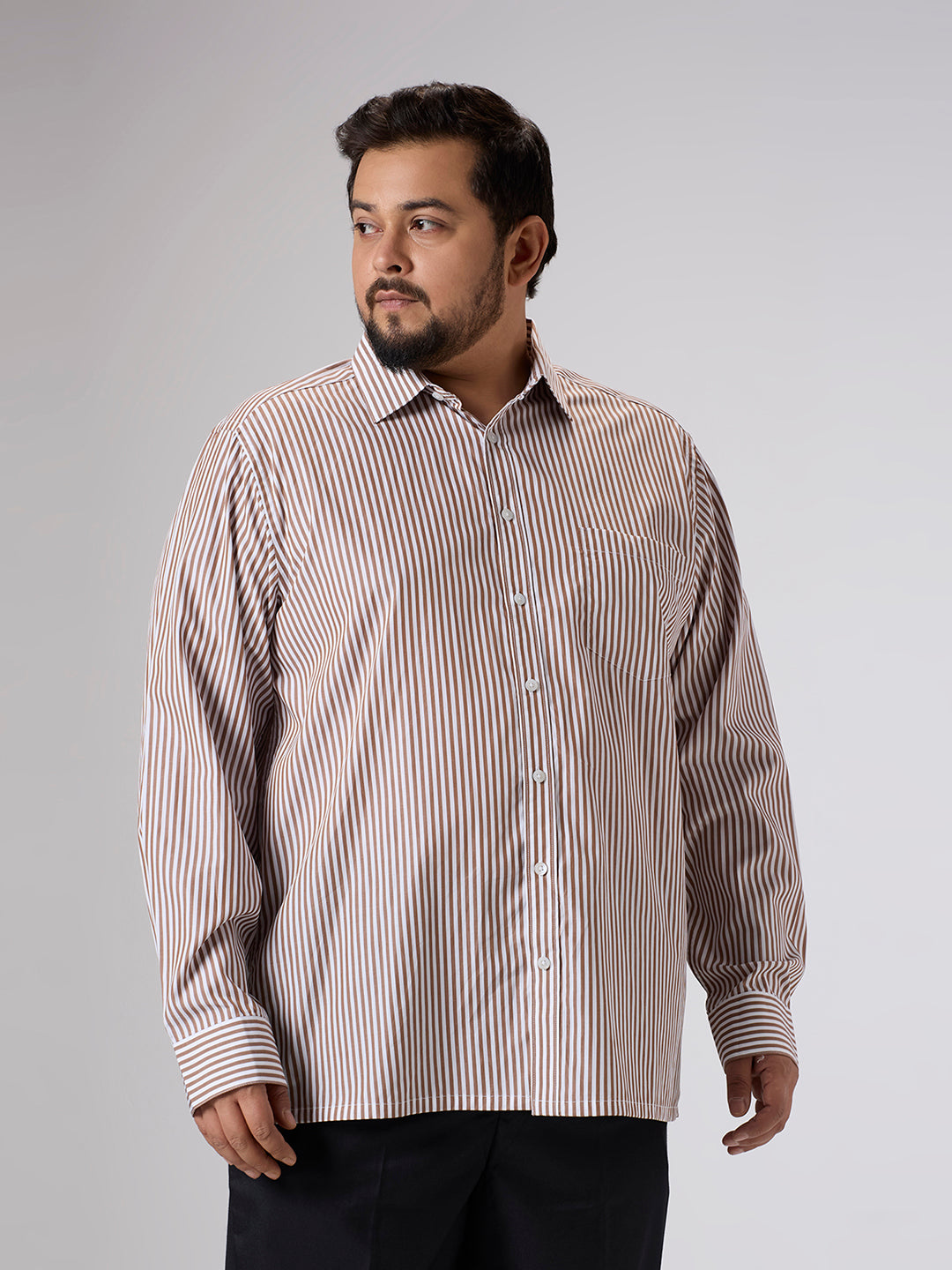 Plus Size Formal Shirt | 4XL - 10XL | 100% Cotton | Brown