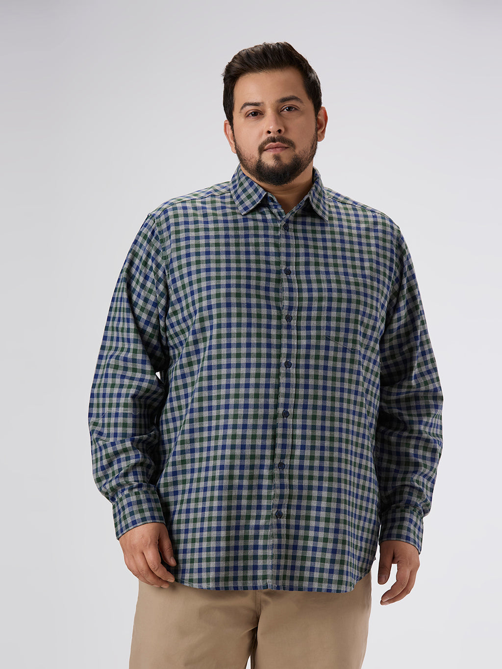 Plus Size Casual Shirt | 4XL-10XL | 100% Cotton | Blue