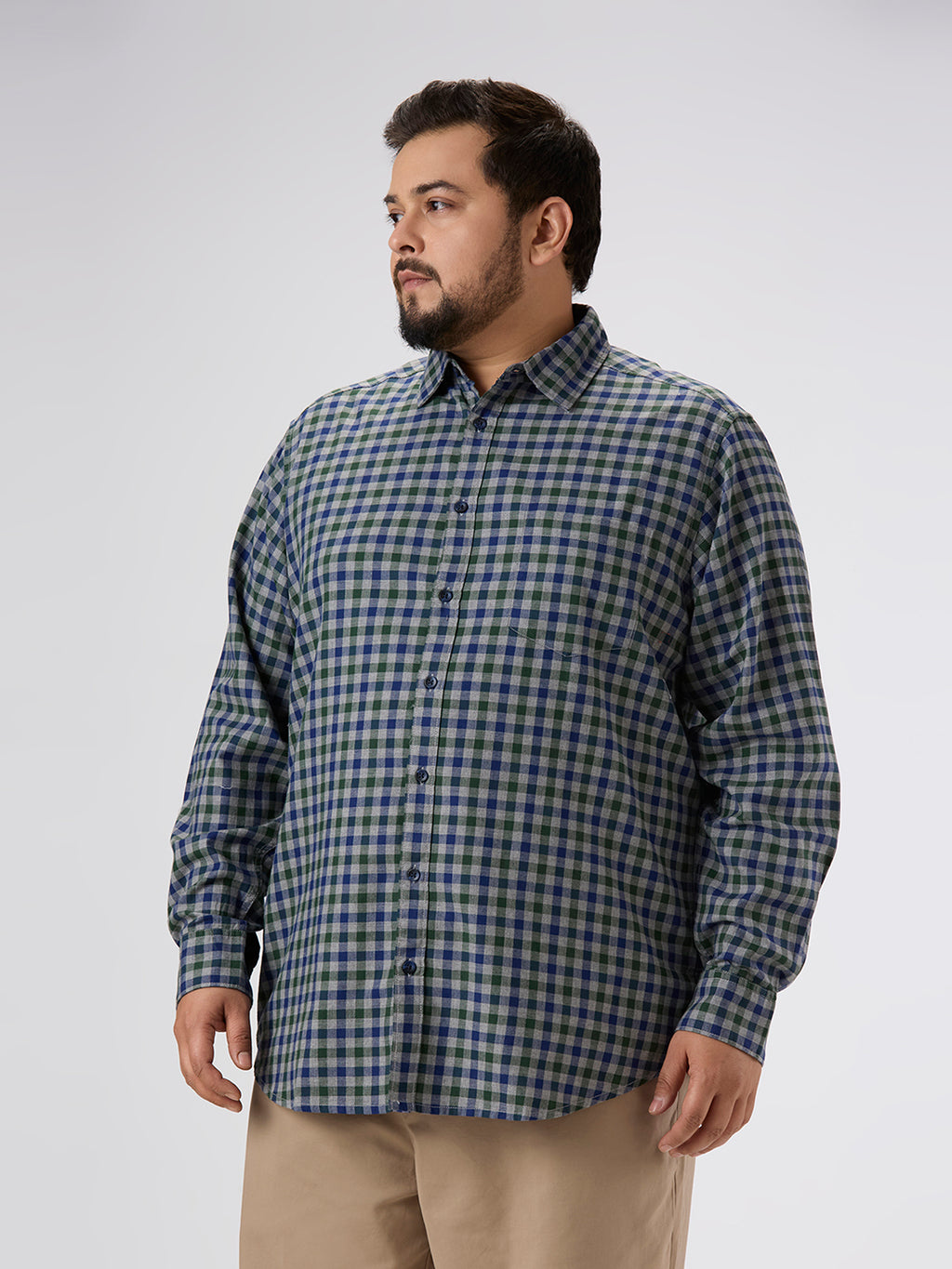 Plus Size Casual Shirt | 4XL-10XL | 100% Cotton | Blue