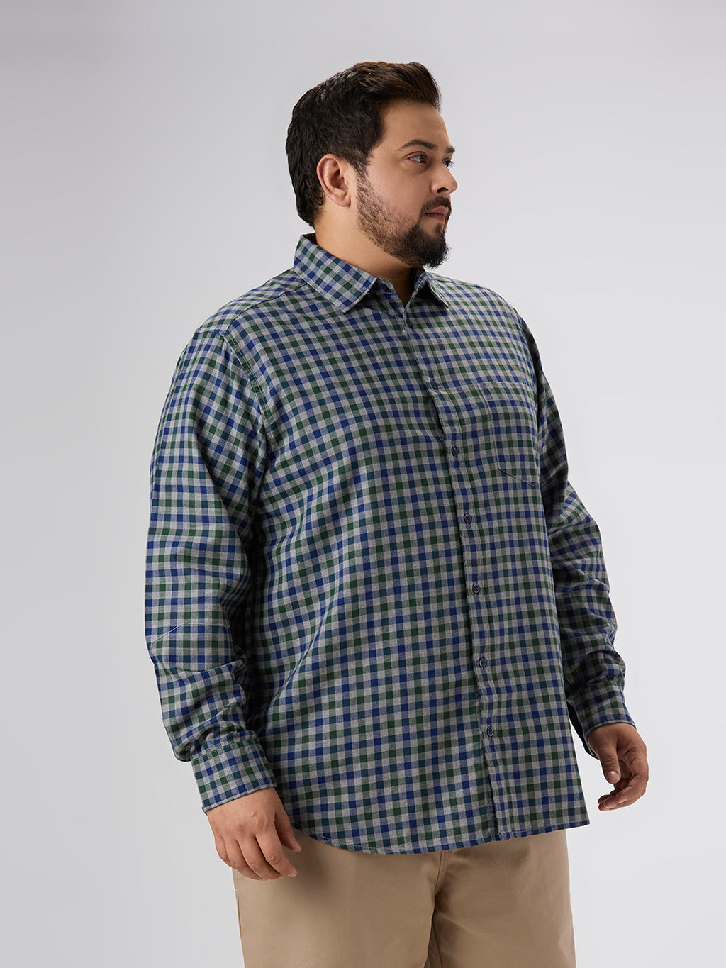 Plus Size Casual Shirt | 4XL-10XL | 100% Cotton | Blue
