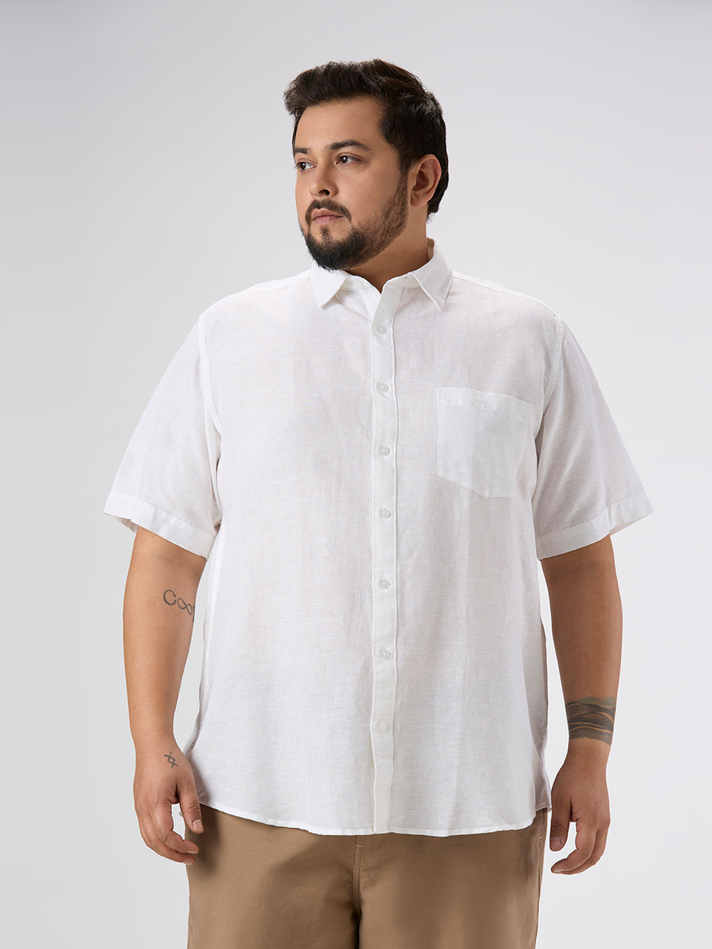 Plus Size Casual Shirt | 4XL-10XL | 100% Linen | White