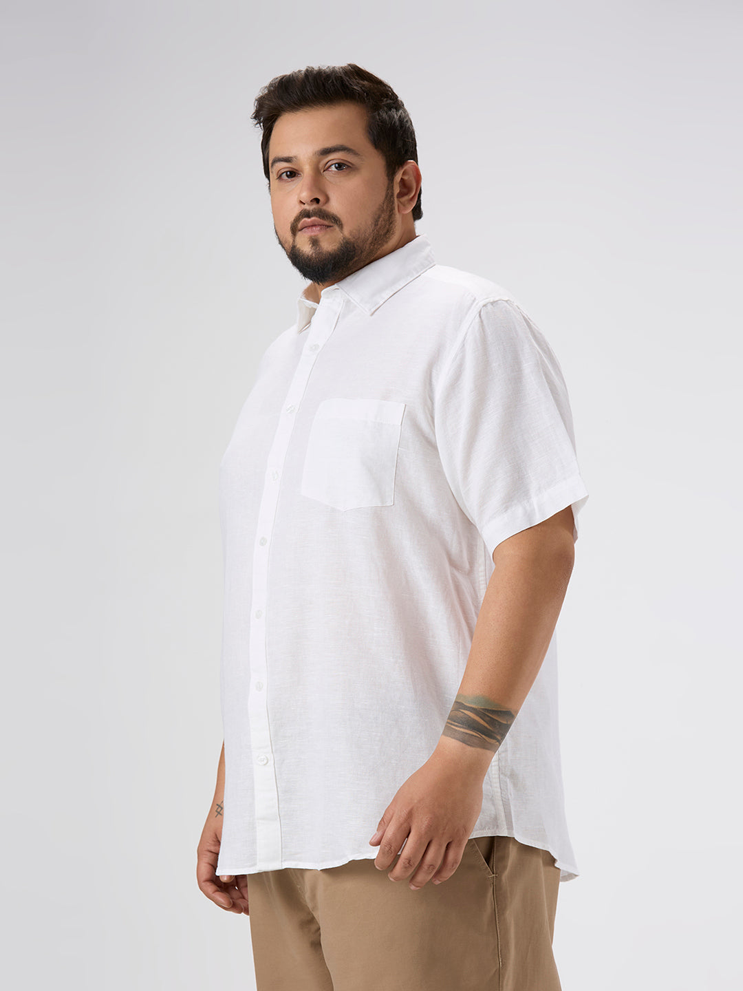 Plus Size Casual Shirt | 4XL-10XL | 100% Linen | White