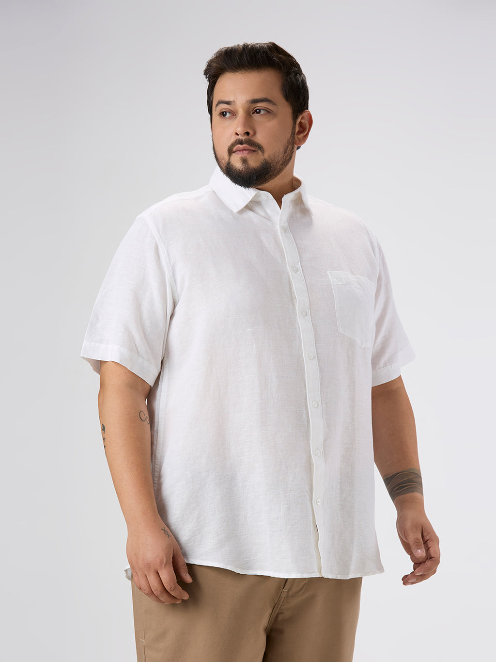 Plus Size Casual Shirt | 4XL-10XL | 100% Linen | White