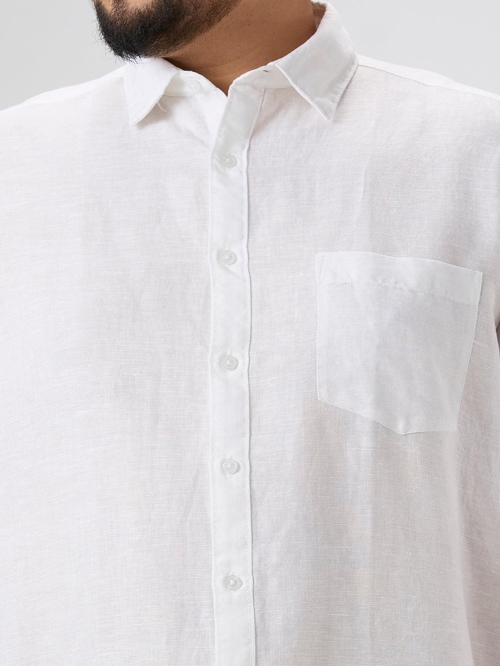 Plus Size Casual Shirt | 4XL-10XL | 100% Linen | White