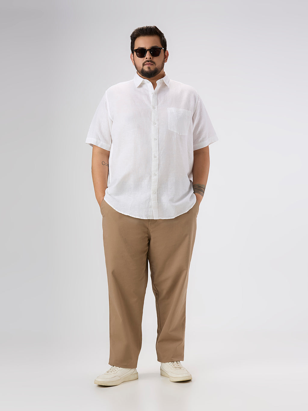 Plus Size Casual Shirt | 4XL-10XL | 100% Linen | White