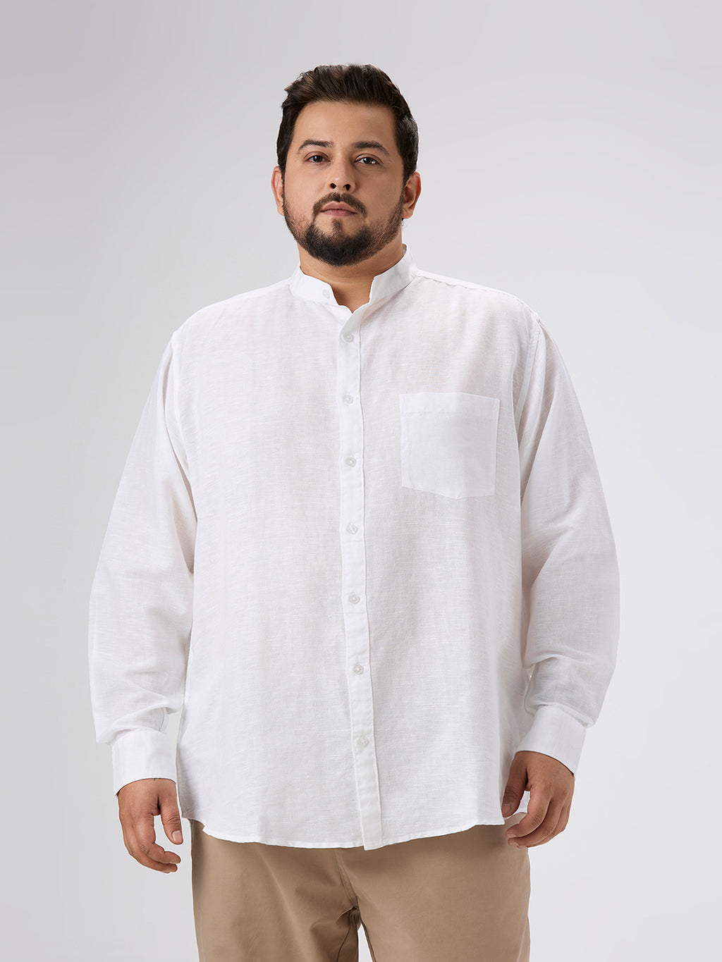 Plus Size Casual Shirt | 4XL-10XL | 100% Linen | White