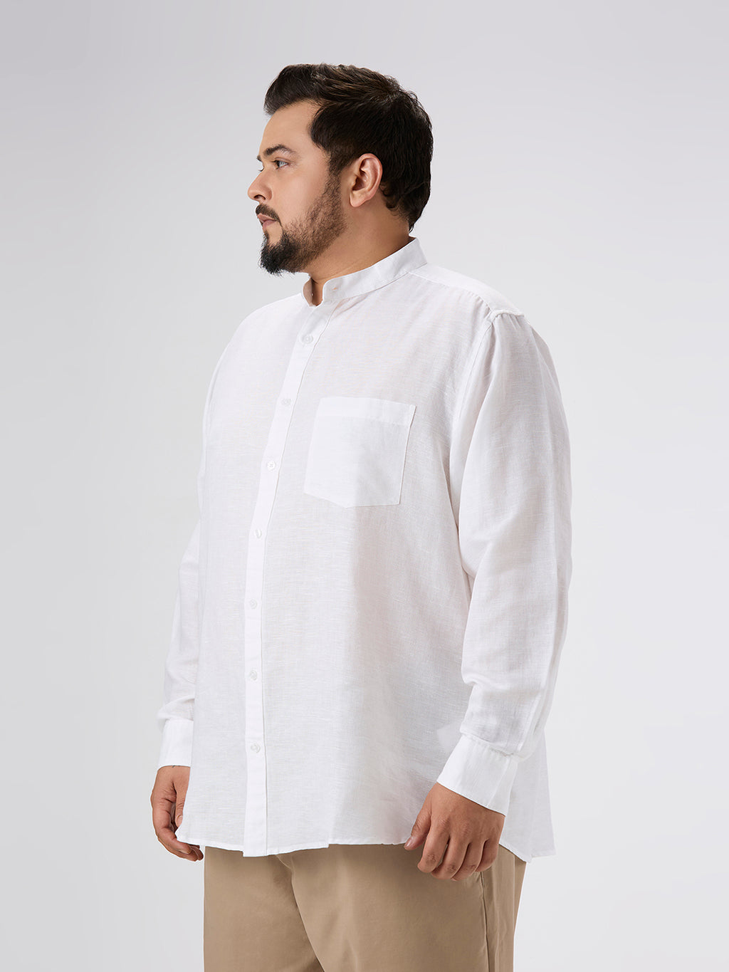 Plus Size Casual Shirt | 4XL-10XL | 100% Linen | White