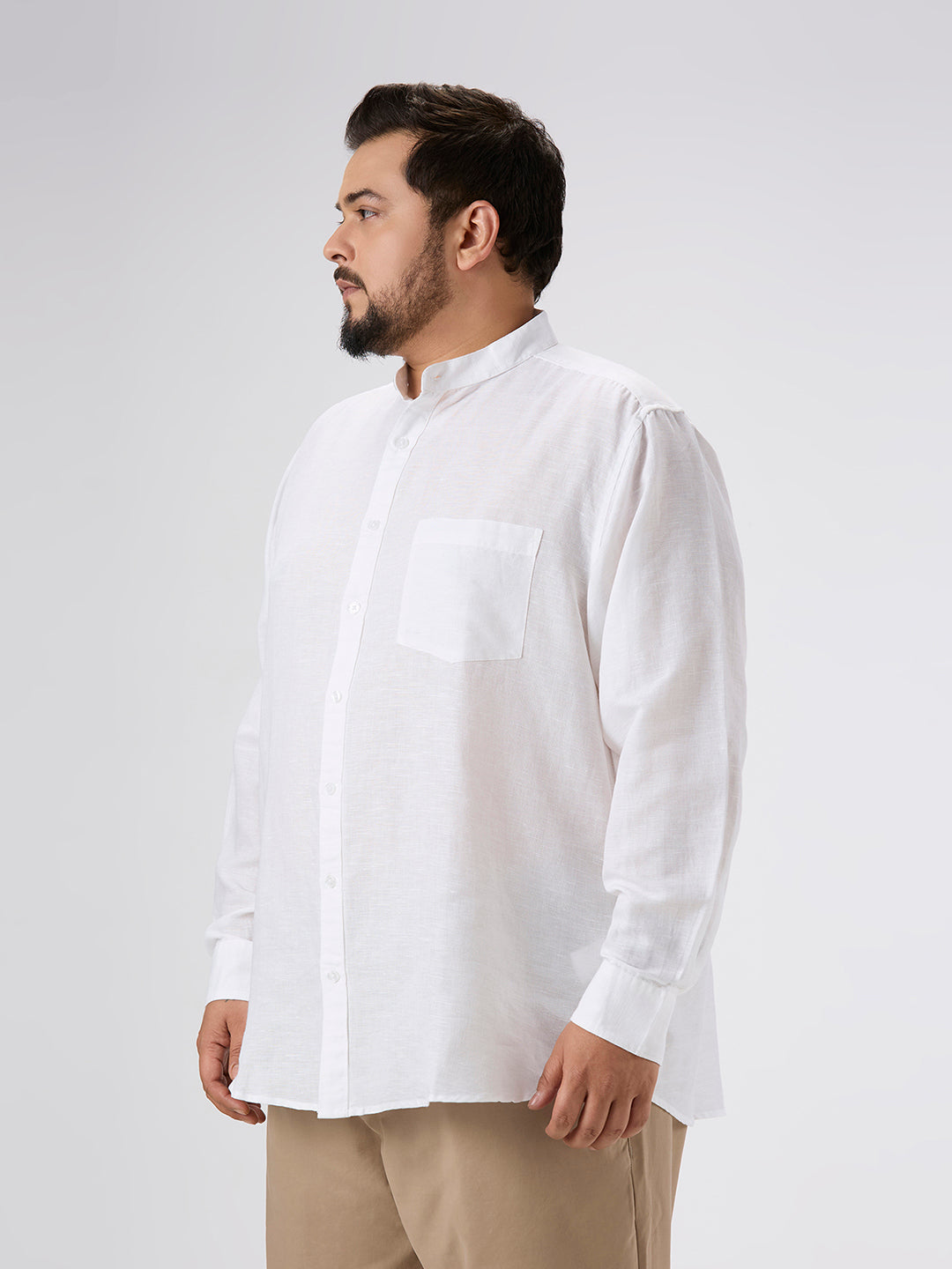 Plus Size Casual Shirt | 4XL-10XL | 100% Linen | White