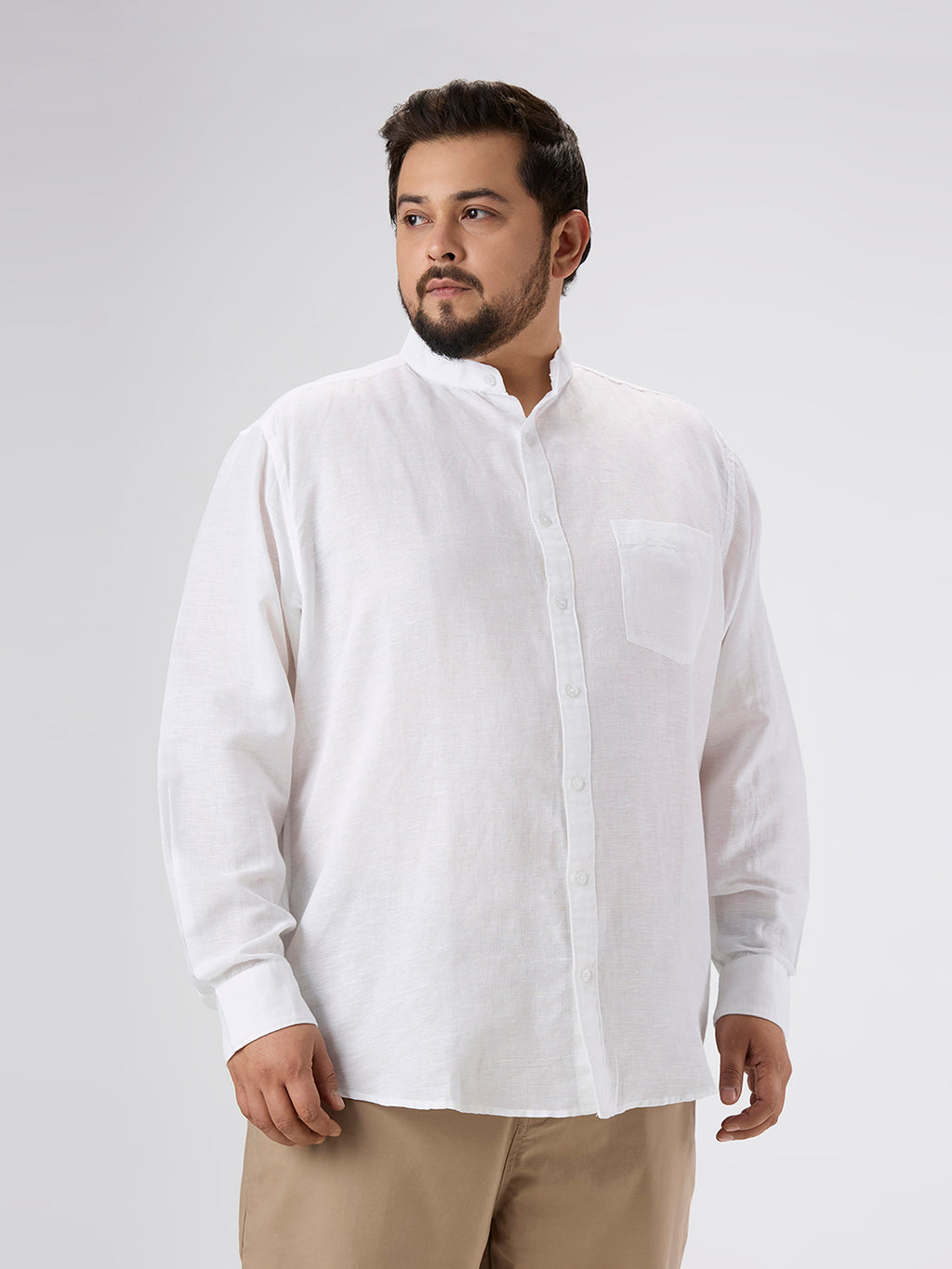 Plus Size Casual Shirt | 4XL-10XL | 100% Linen | White