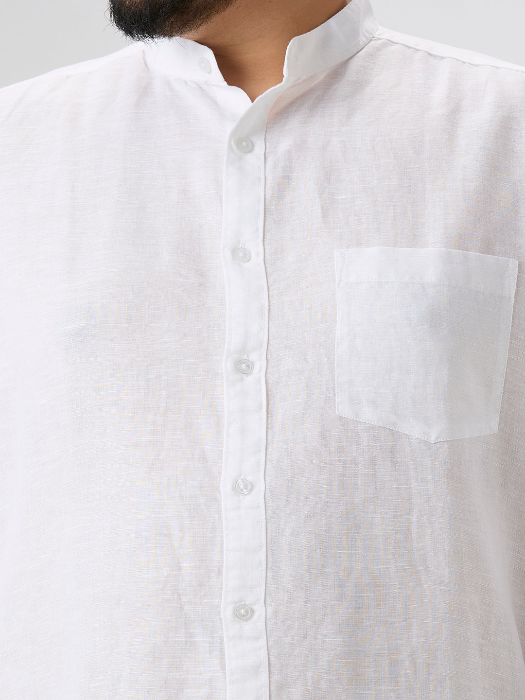 Plus Size Casual Shirt | 4XL-10XL | 100% Linen | White