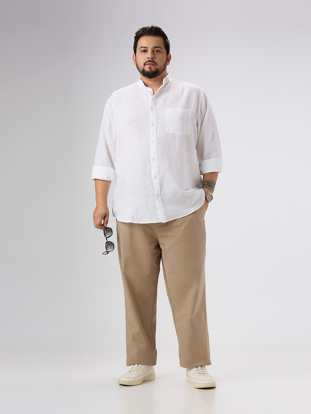 Plus Size Casual Shirt | 4XL-10XL | 100% Linen | White