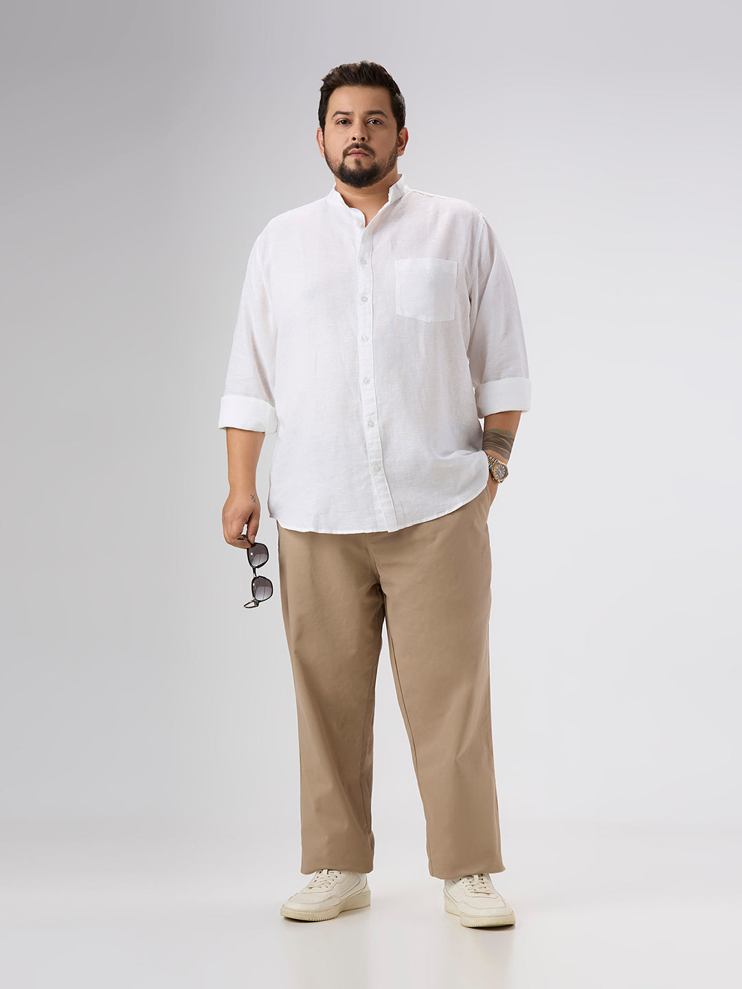Plus Size Casual Shirt | 4XL-10XL | 100% Linen | White