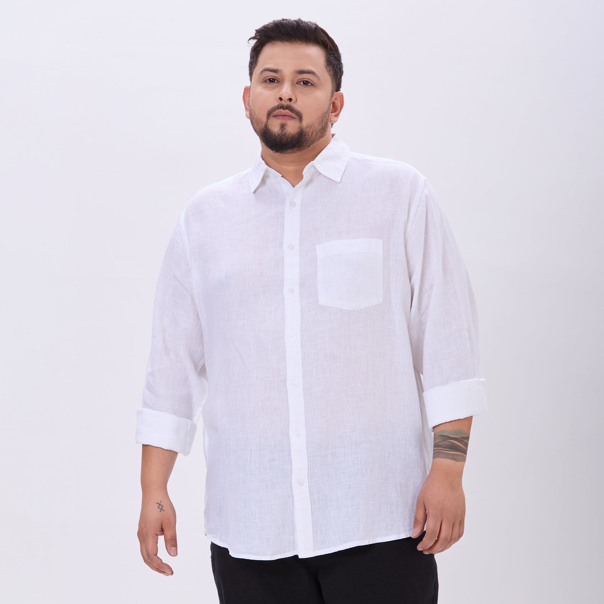 Plus Size Casual Shirt | 4XL-10XL | 100% Linen | White