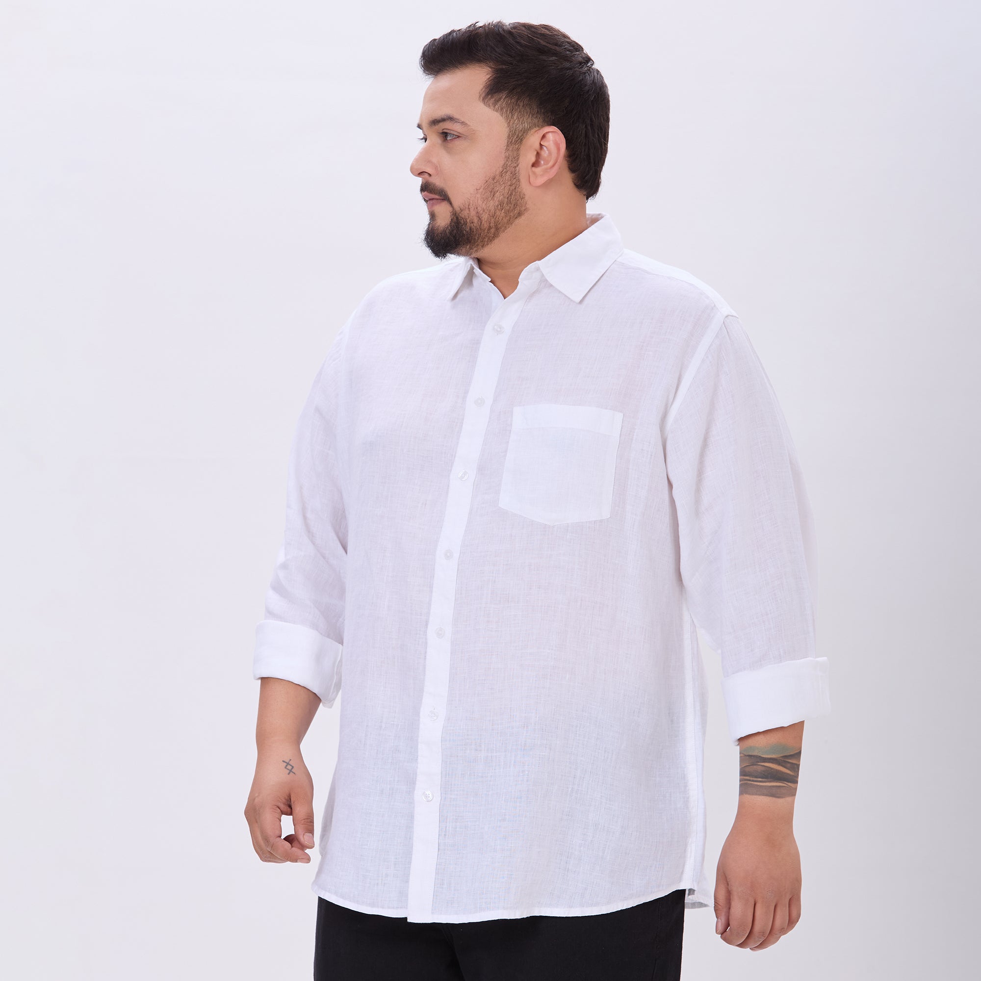 Plus Size Casual Shirt | 4XL-10XL | 100% Linen | White