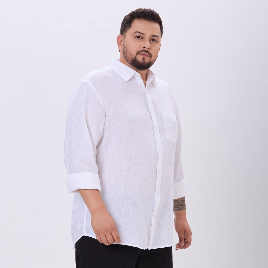 Plus Size Casual Shirt | 4XL-10XL | 100% Linen | White