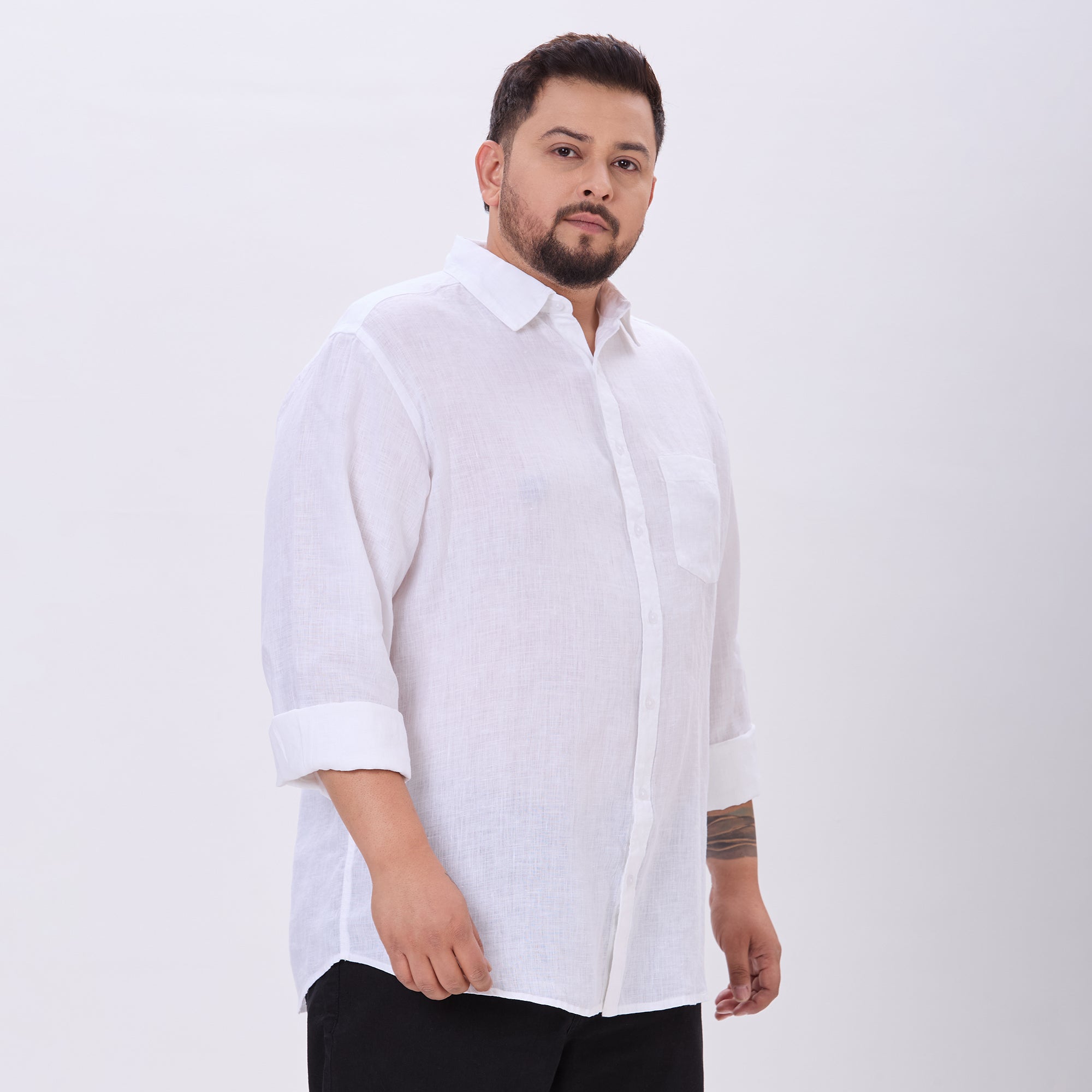 Plus Size Casual Shirt | 4XL-10XL | 100% Linen | White