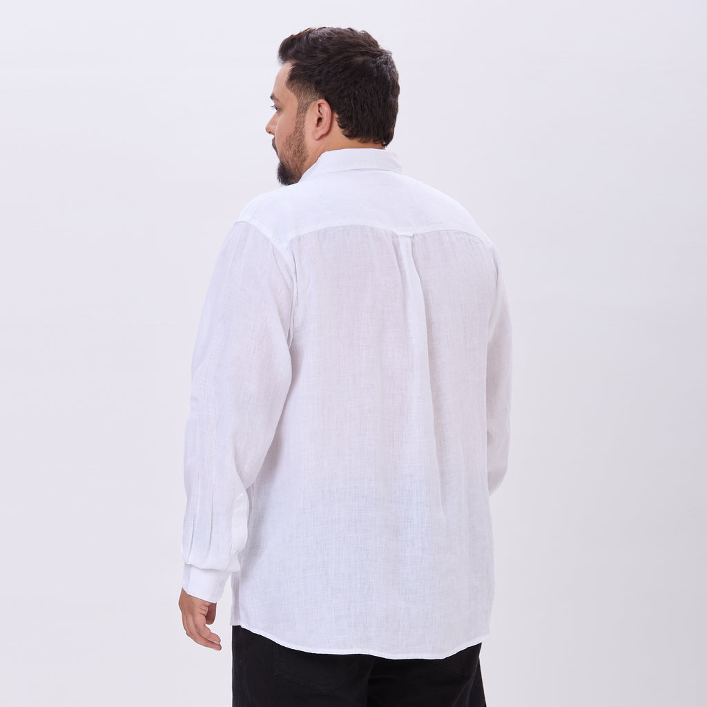 Plus Size Casual Shirt | 4XL-10XL | 100% Linen | White