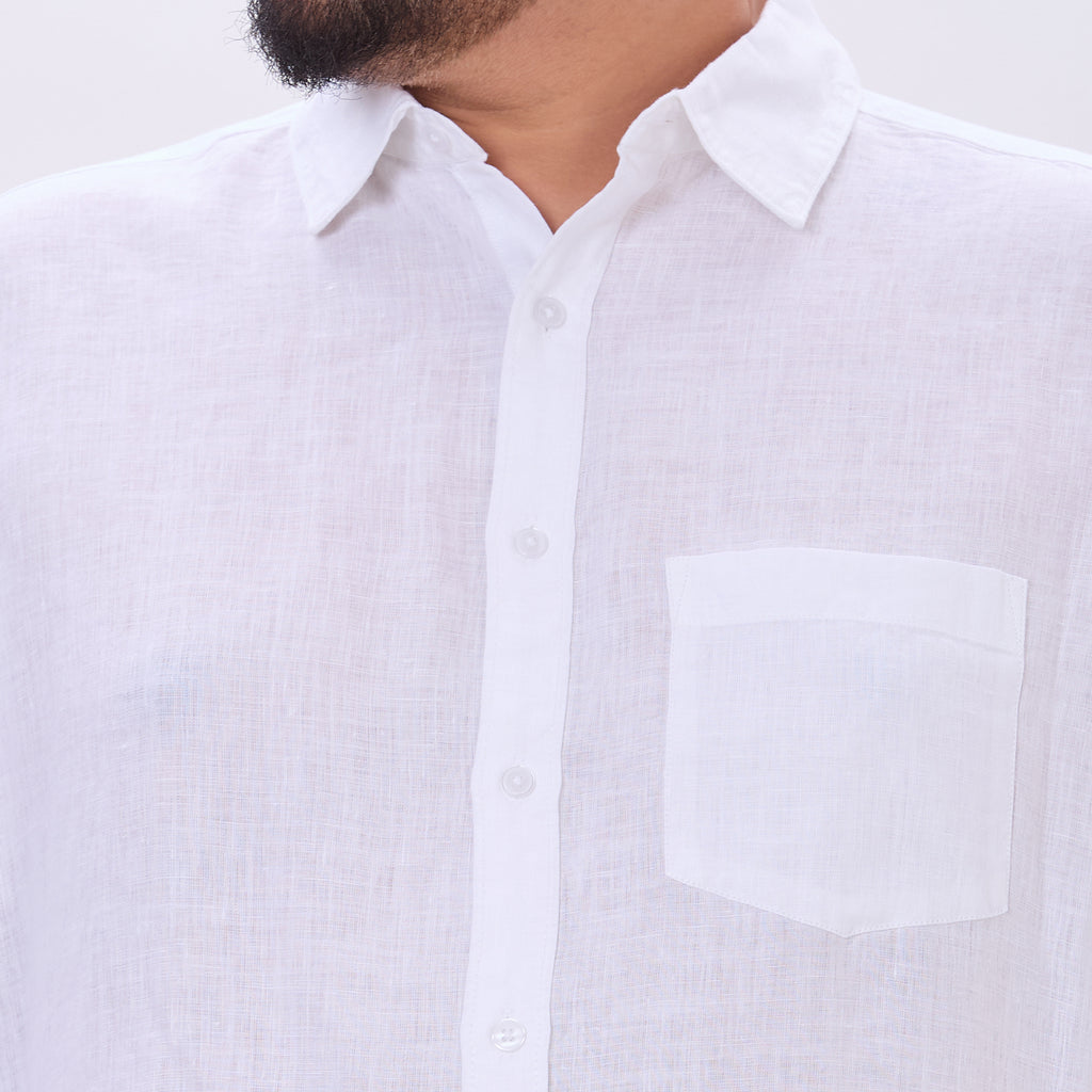 Plus Size Casual Shirt | 4XL-10XL | 100% Linen | White
