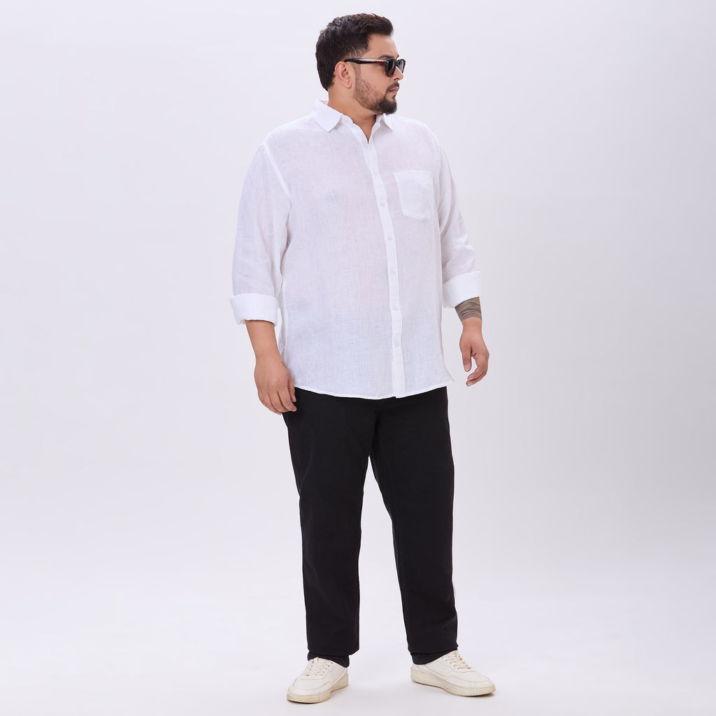 Plus Size Casual Shirt | 4XL-10XL | 100% Linen | White
