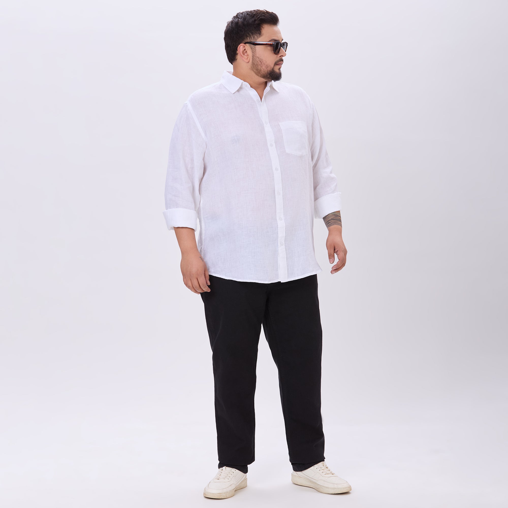 Plus Size Casual Shirt | 4XL-10XL | 100% Linen | White