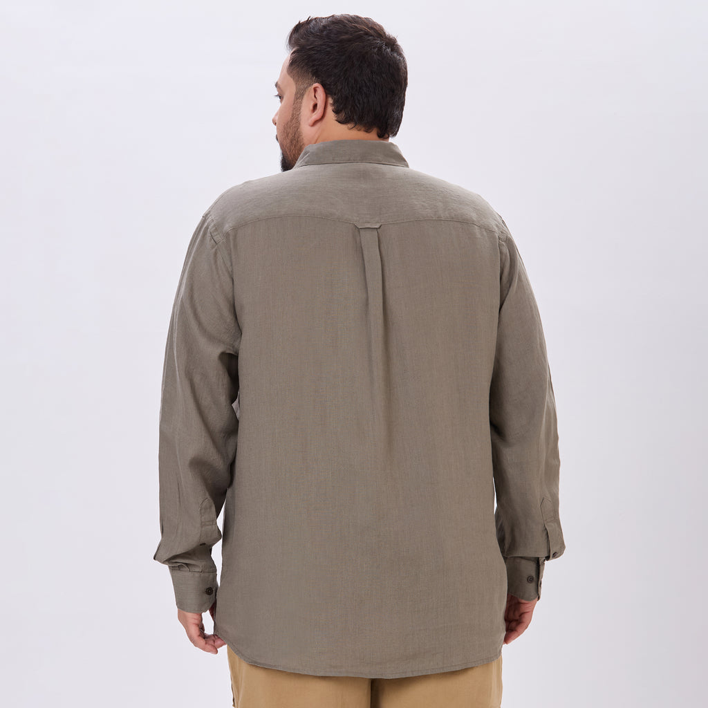 Plus Size Casual Shirt | 4XL-10XL | 100% Linen | Olive