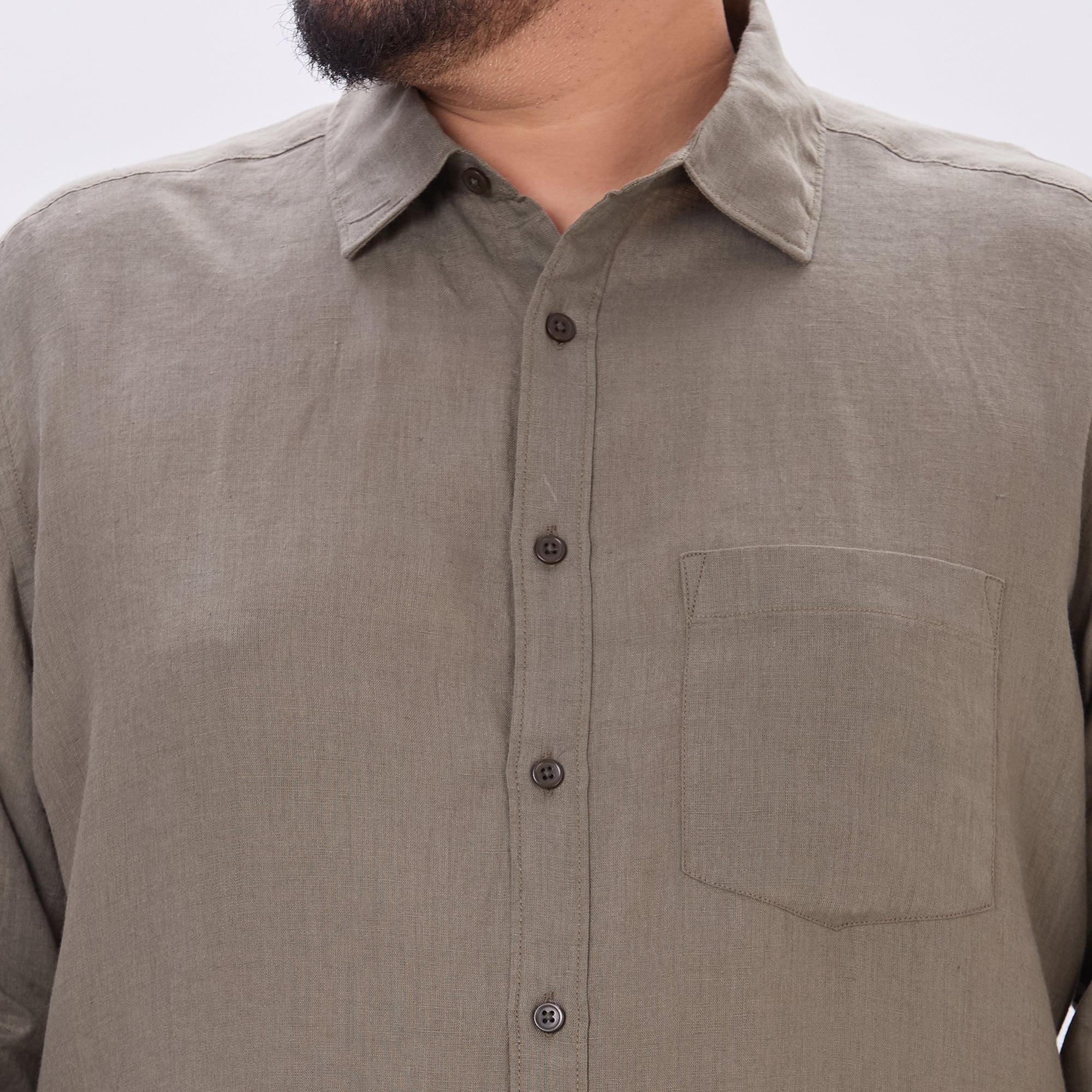 Plus Size Casual Shirt | 4XL-10XL | 100% Linen | Olive