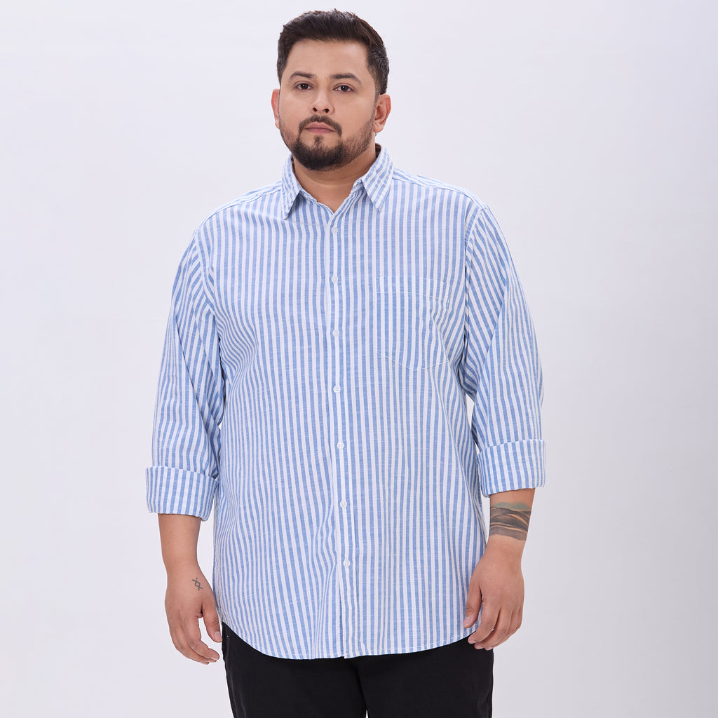 Plus Size Casual Shirt | 4XL-10XL | 100% Cotton | Blue