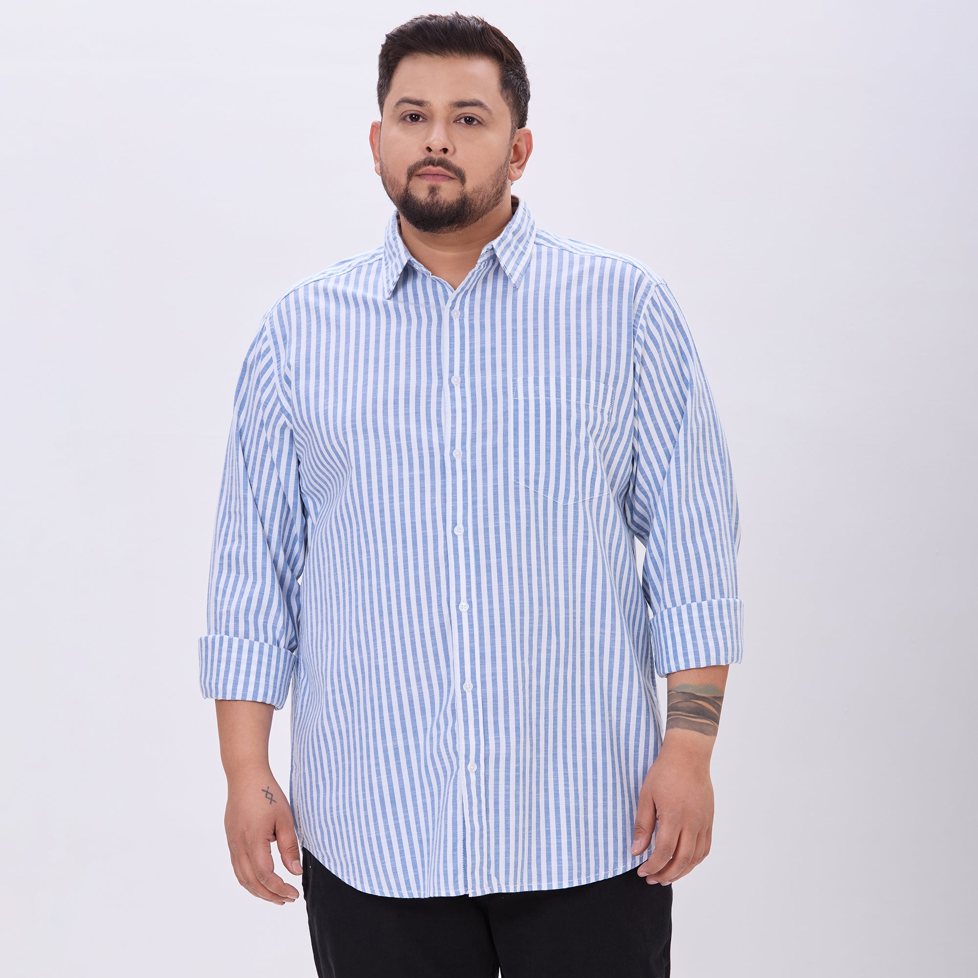 Plus Size Casual Shirt | 4XL-10XL | 100% Cotton | Blue