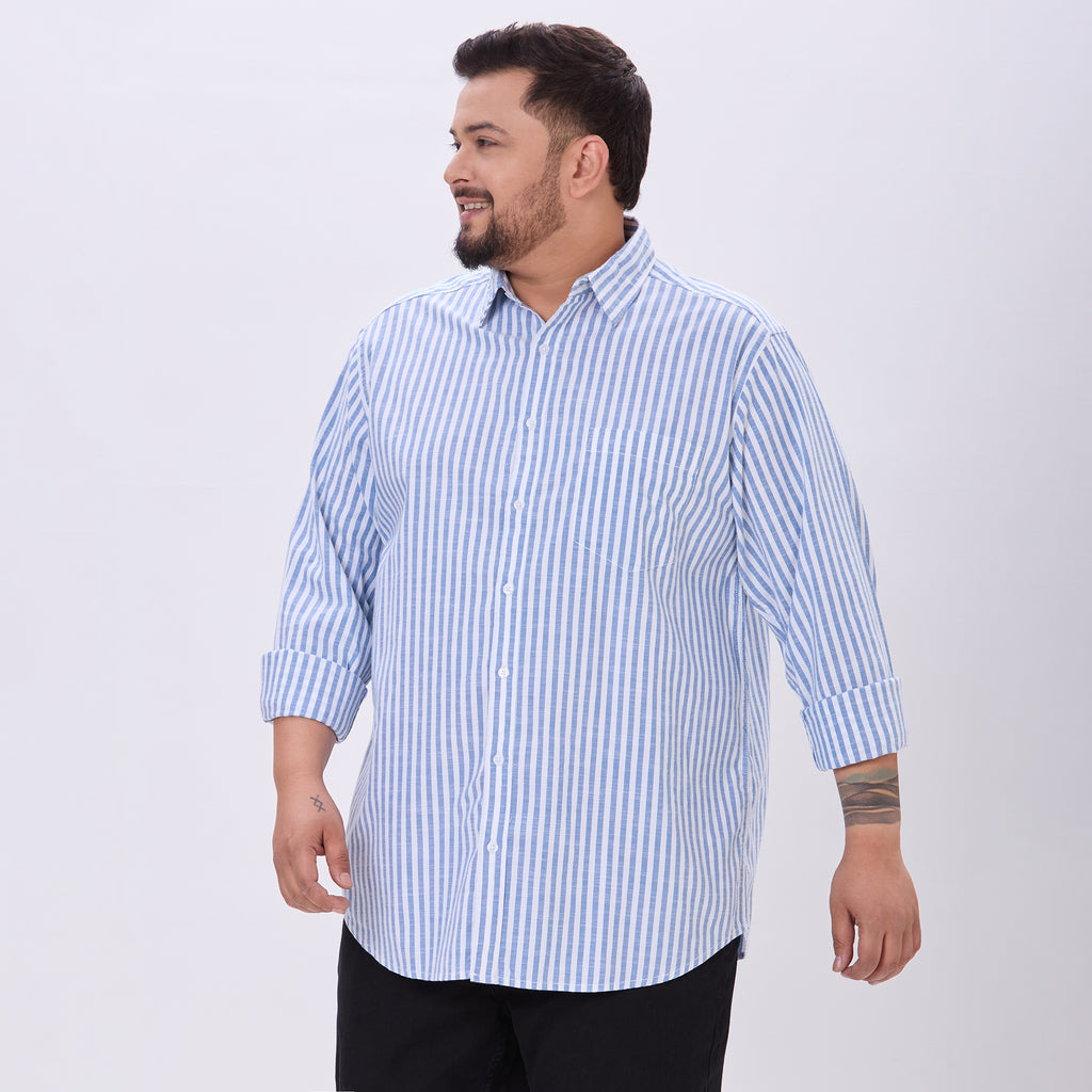 Plus Size Casual Shirt | 4XL-10XL | 100% Cotton | Blue