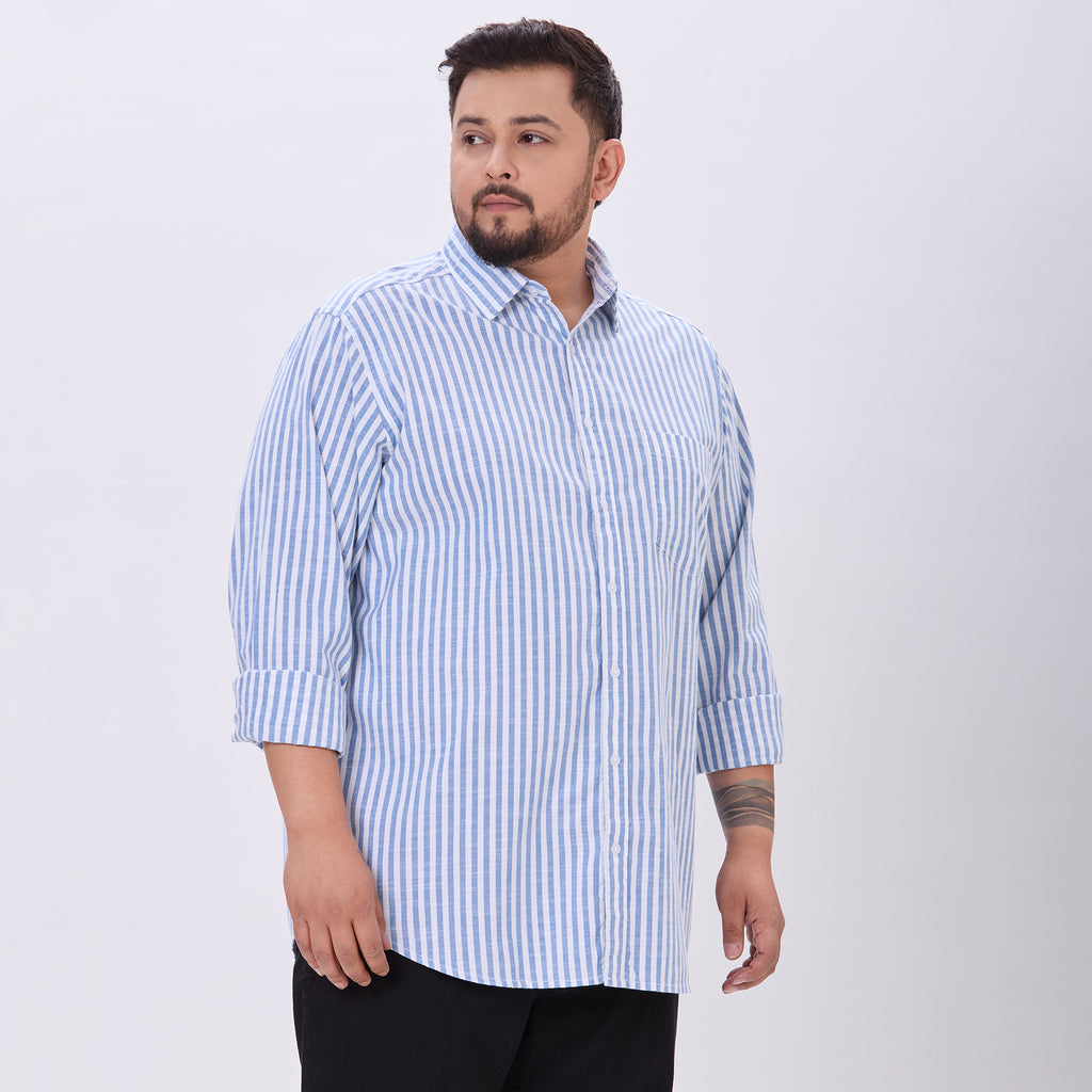 Plus Size Casual Shirt | 4XL-10XL | 100% Cotton | Blue