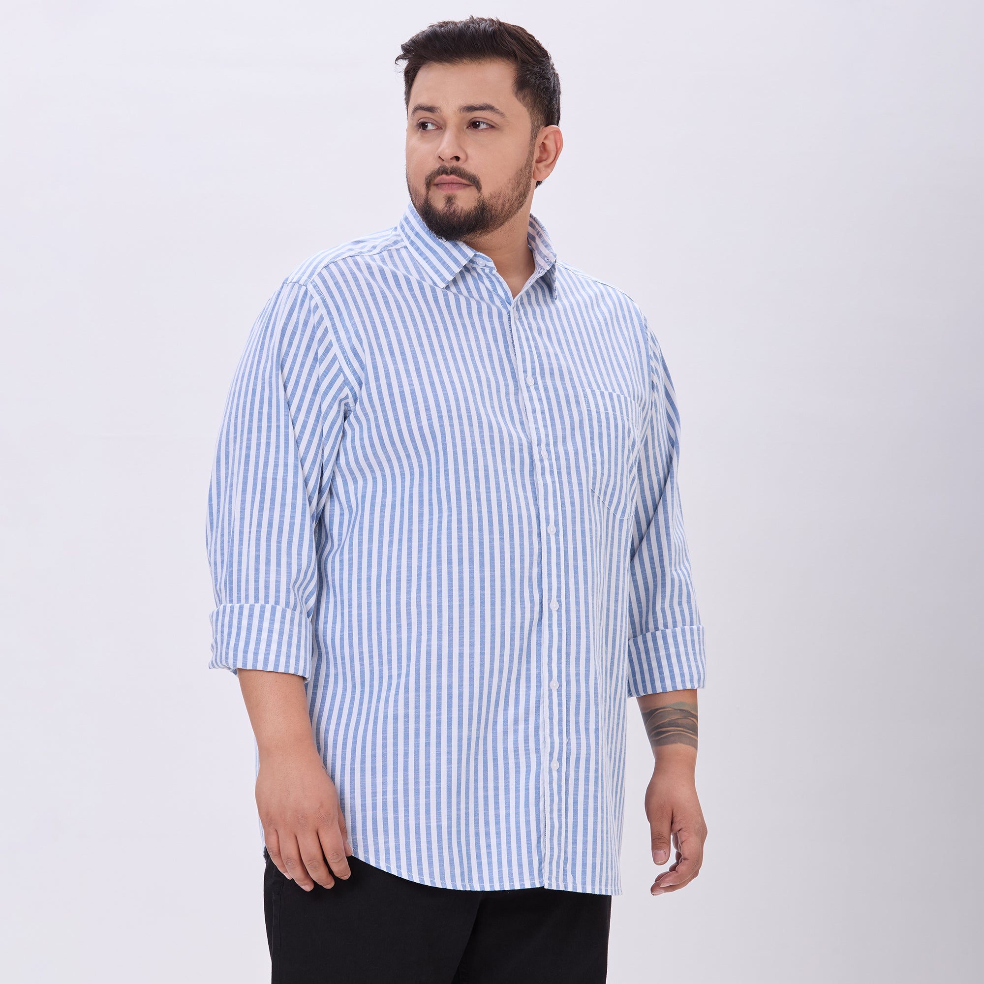 Plus Size Casual Shirt | 4XL-10XL | 100% Cotton | Blue