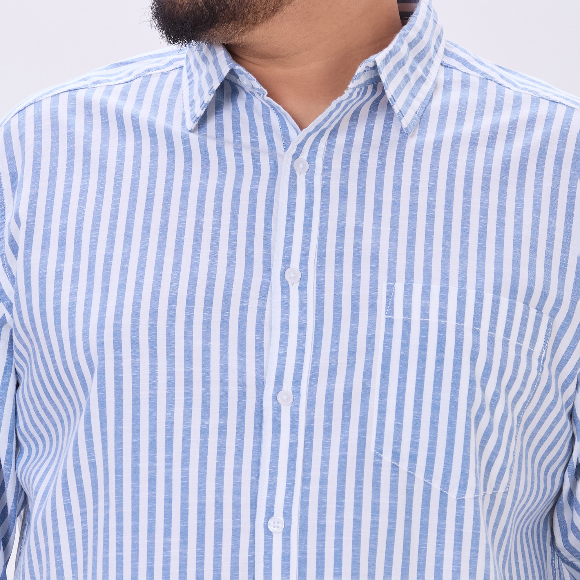 Plus Size Casual Shirt | 4XL-10XL | 100% Cotton | Blue