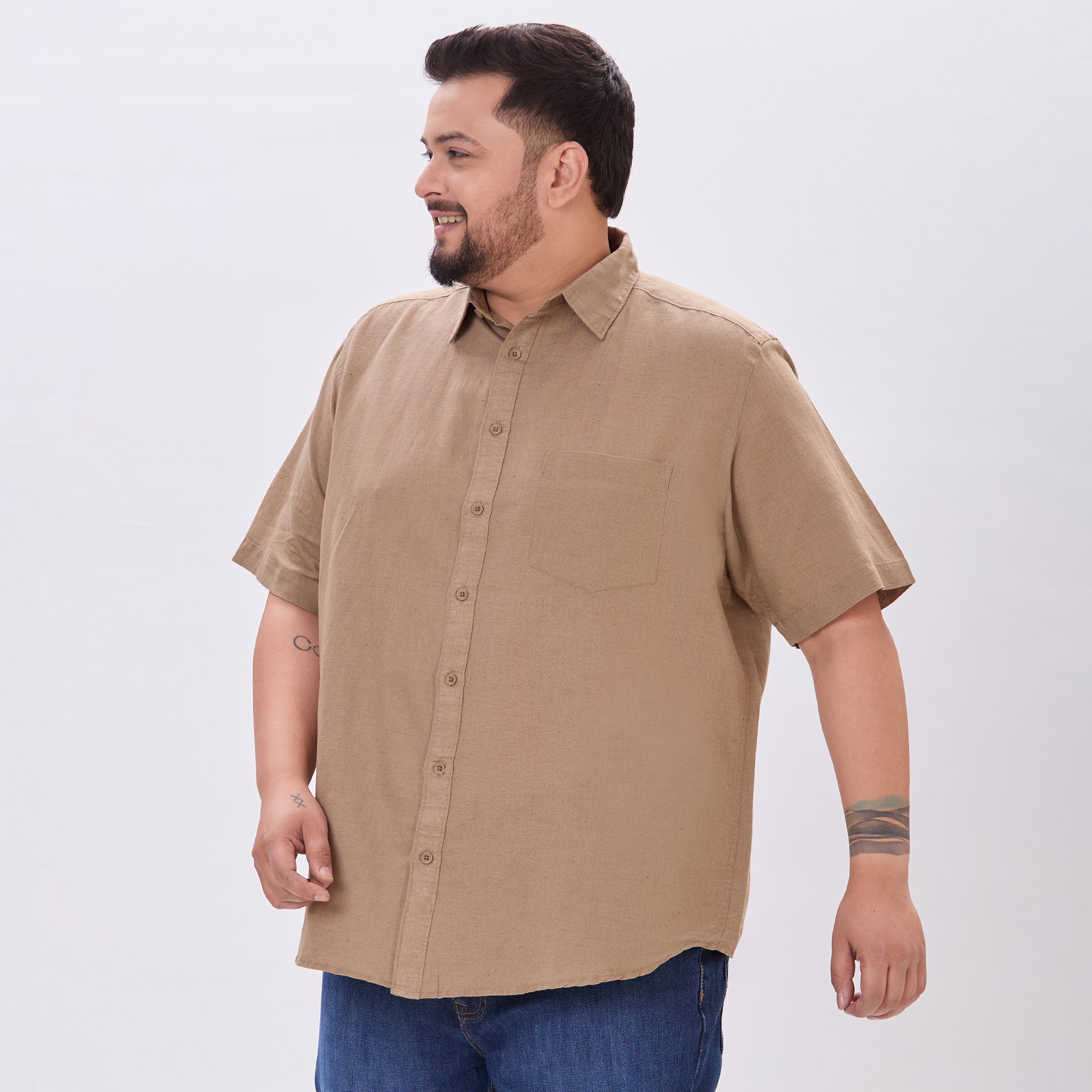 Plus Size Casual Shirt | 4XL-10XL | Dark Khaki