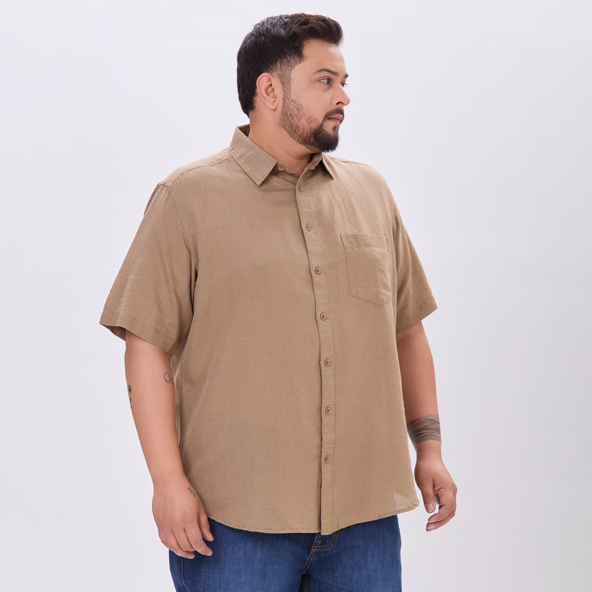 Plus Size Casual Shirt | 4XL-10XL | Dark Khaki