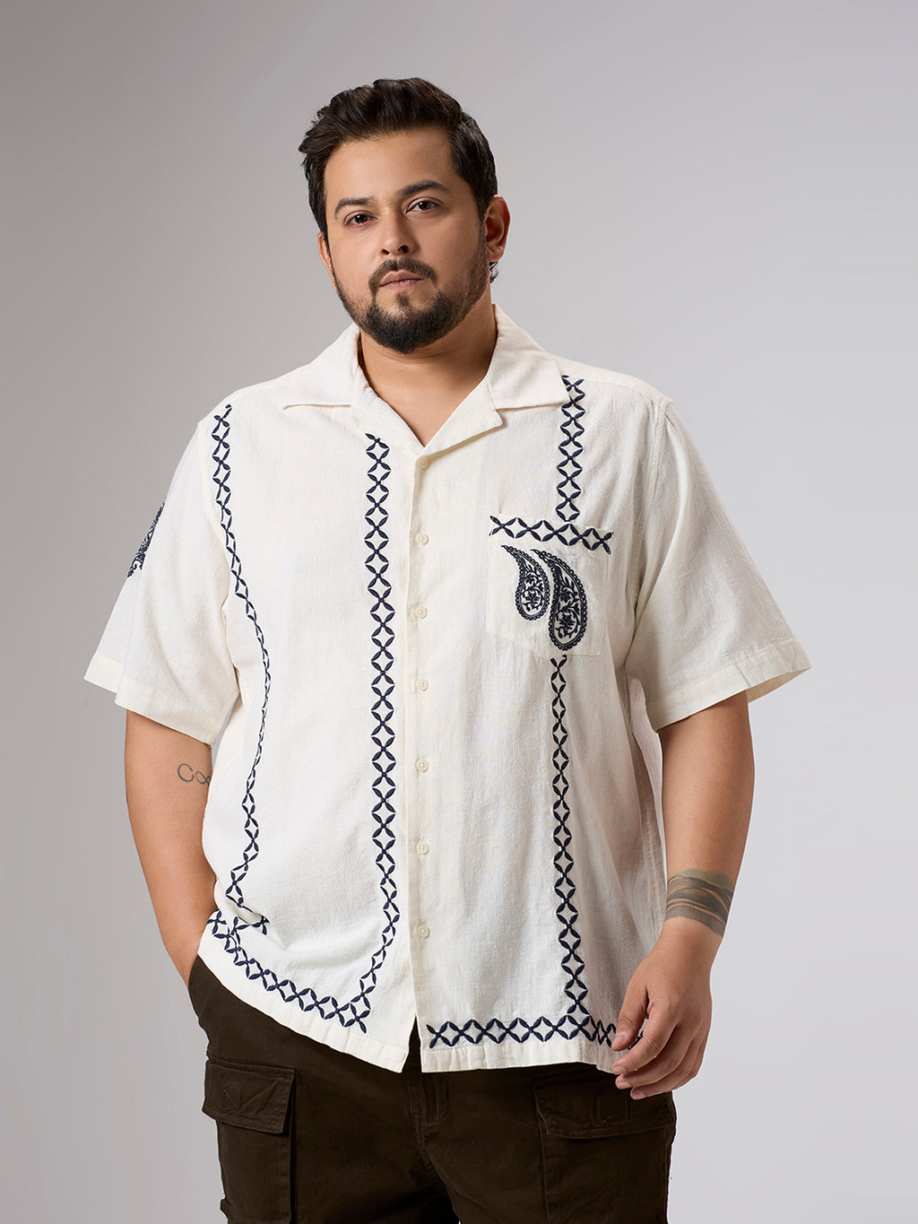 Plus Size Casual Shirt | 4XL-10XL | 100% Cotton | Off White