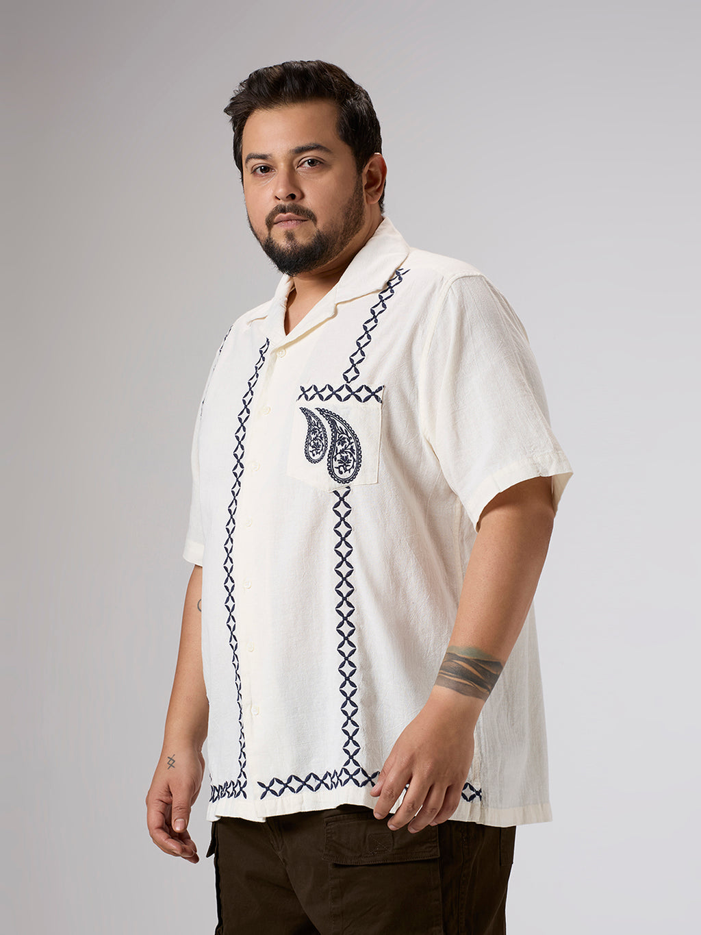 Plus Size Casual Shirt | 4XL-10XL | 100% Cotton | Off White