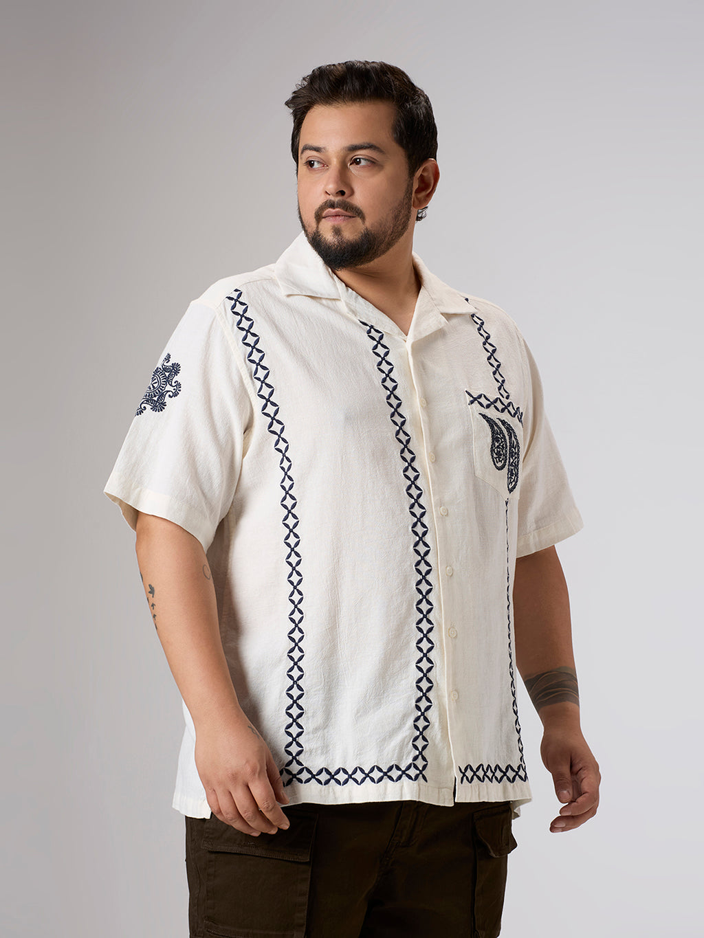 Plus Size Casual Shirt | 4XL-10XL | 100% Cotton | Off White