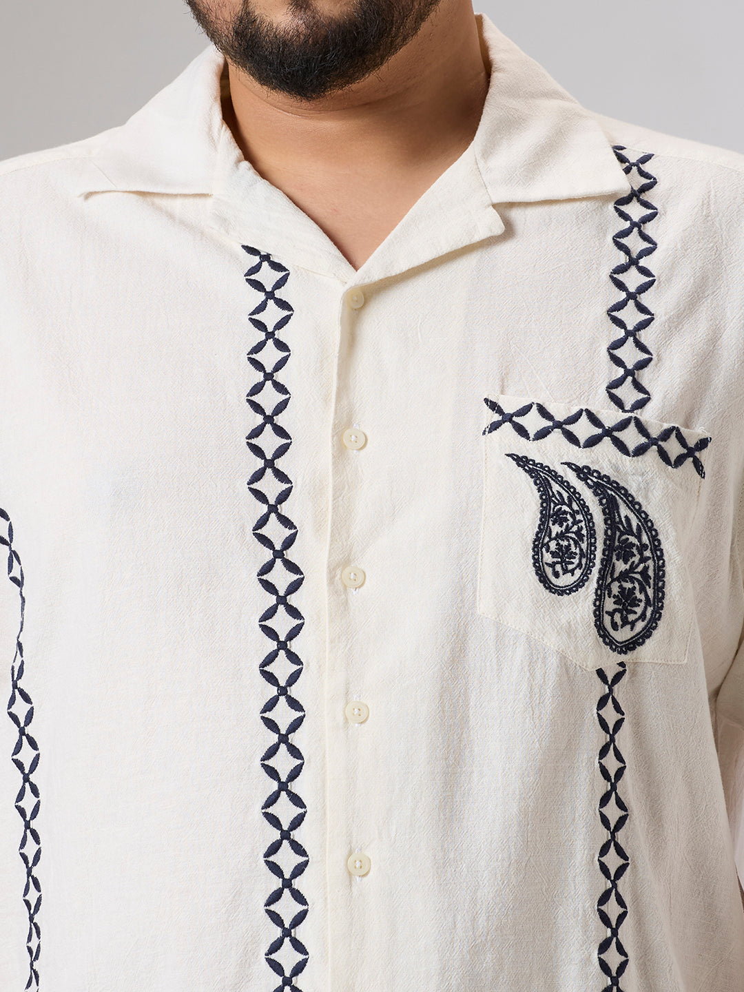 Plus Size Casual Shirt | 4XL-10XL | 100% Cotton | Off White