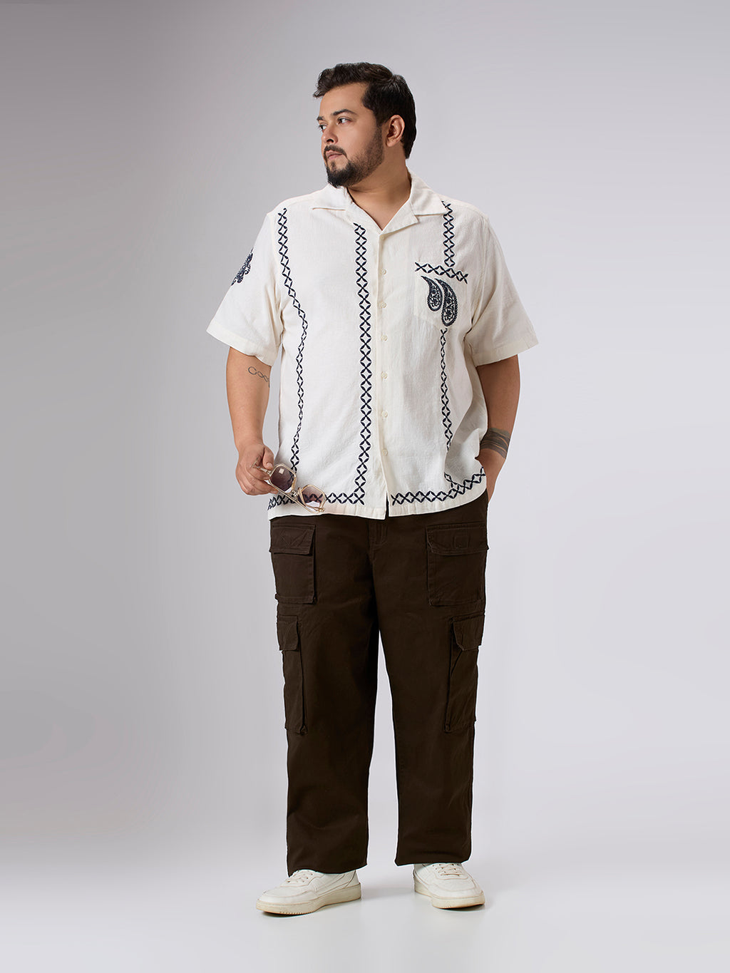 Plus Size Casual Shirt | 4XL-10XL | 100% Cotton | Off White