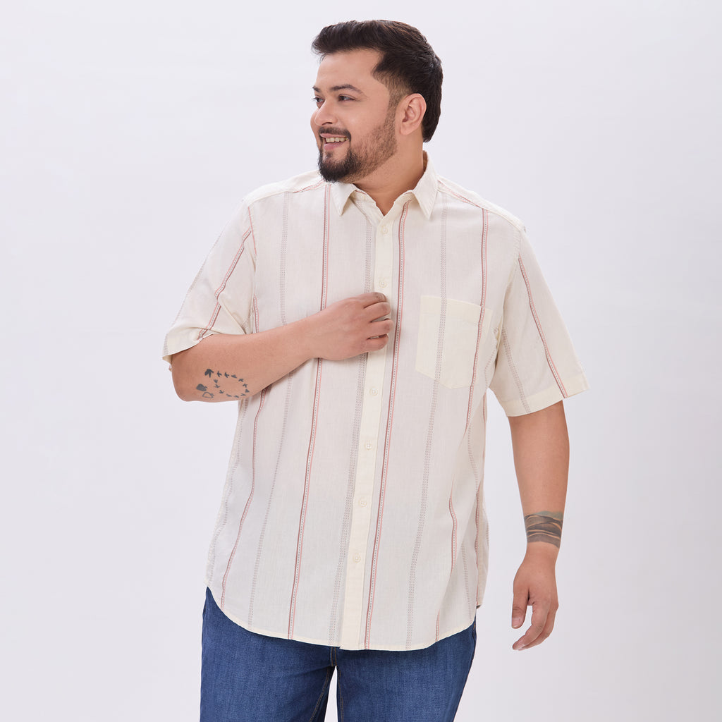 Plus Size Casual Shirt | 4XL-10XL | 100% Cotton | Cream