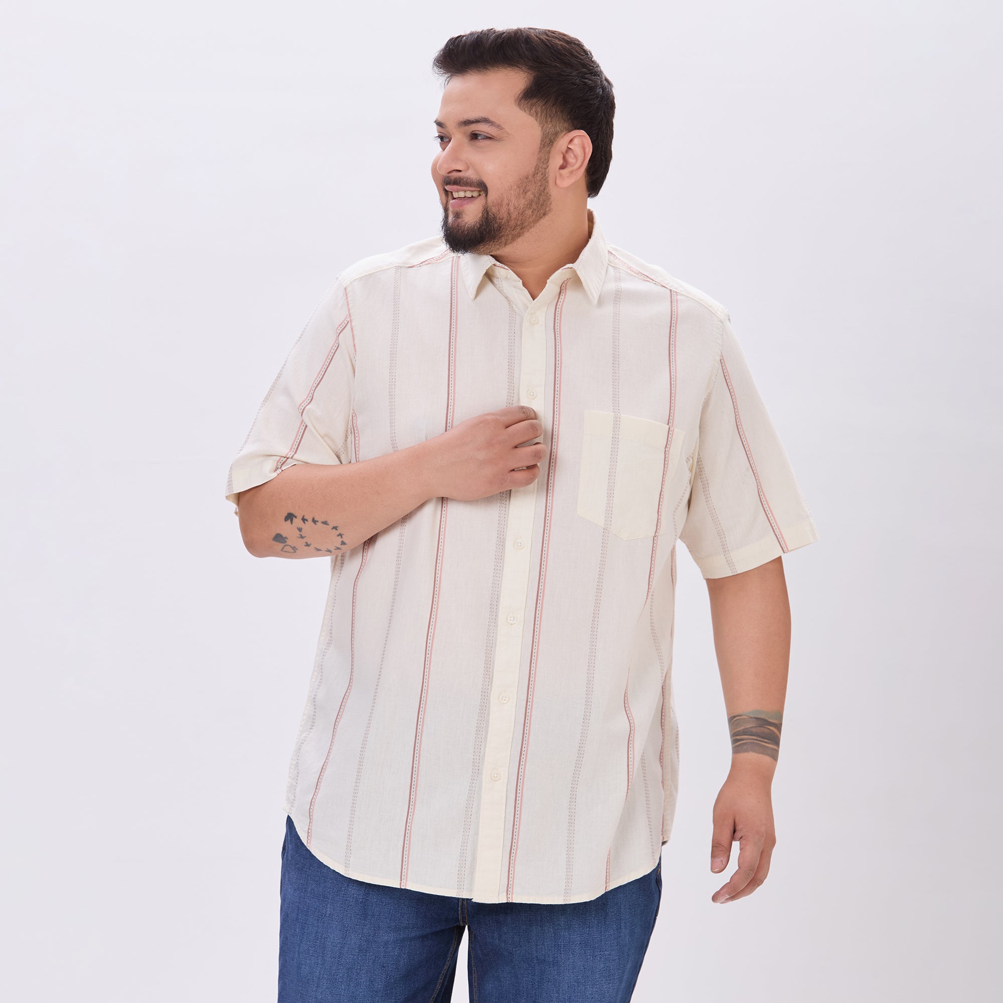 Plus Size Casual Shirt | 4XL-10XL | 100% Cotton | Cream
