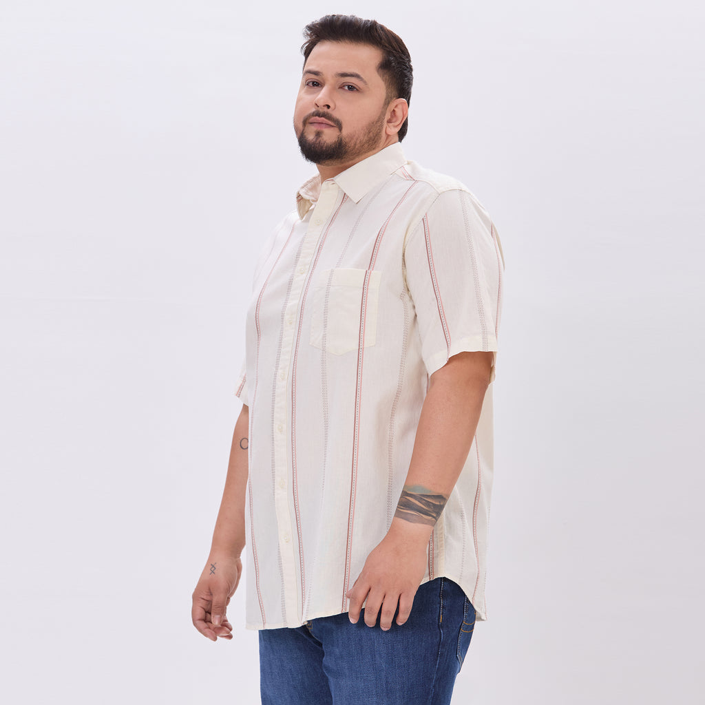 Plus Size Casual Shirt | 4XL-10XL | 100% Cotton | Cream