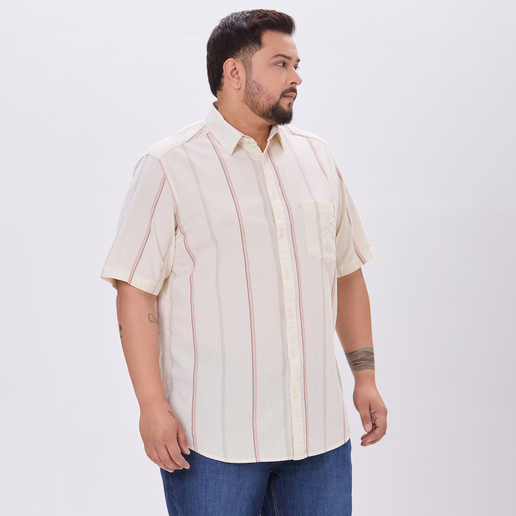 Plus Size Casual Shirt | 4XL-10XL | 100% Cotton | Cream
