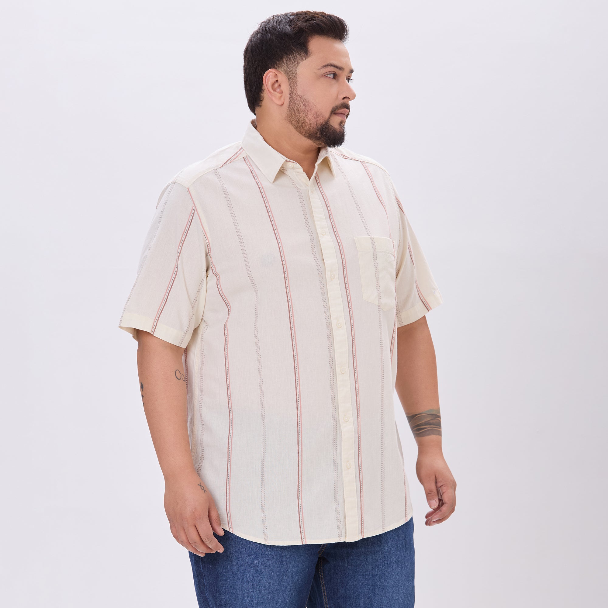 Plus Size Casual Shirt | 4XL-10XL | 100% Cotton | Cream