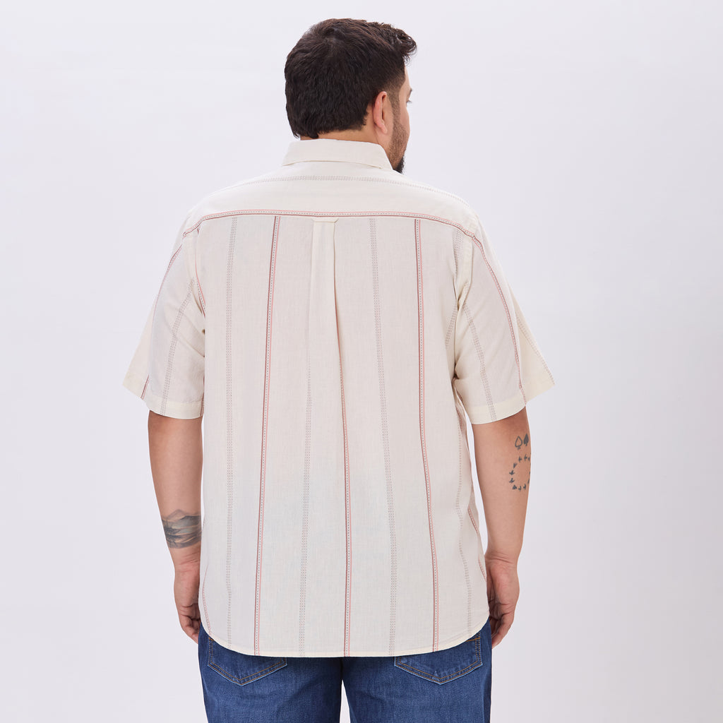 Plus Size Casual Shirt | 4XL-10XL | 100% Cotton | Cream