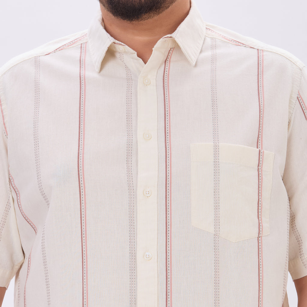 Plus Size Casual Shirt | 4XL-10XL | 100% Cotton | Cream