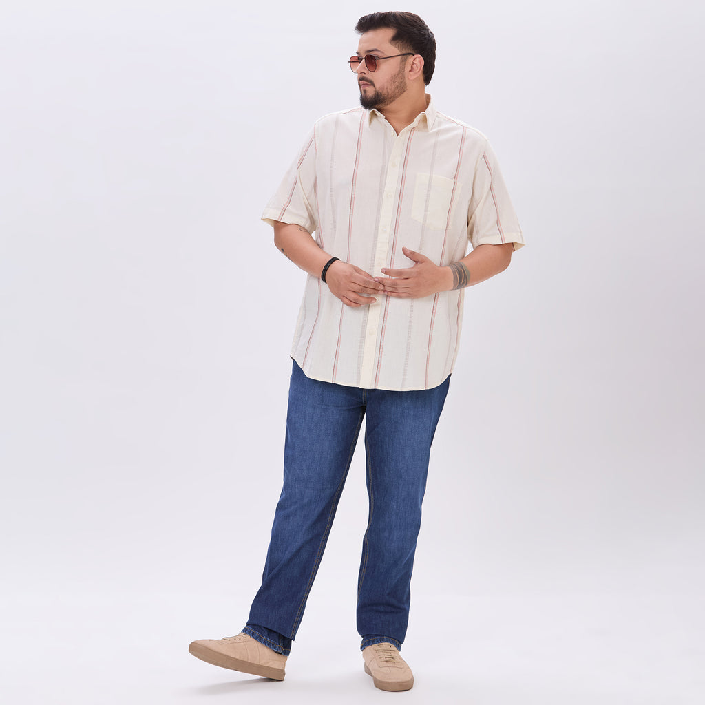 Plus Size Casual Shirt | 4XL-10XL | 100% Cotton | Cream
